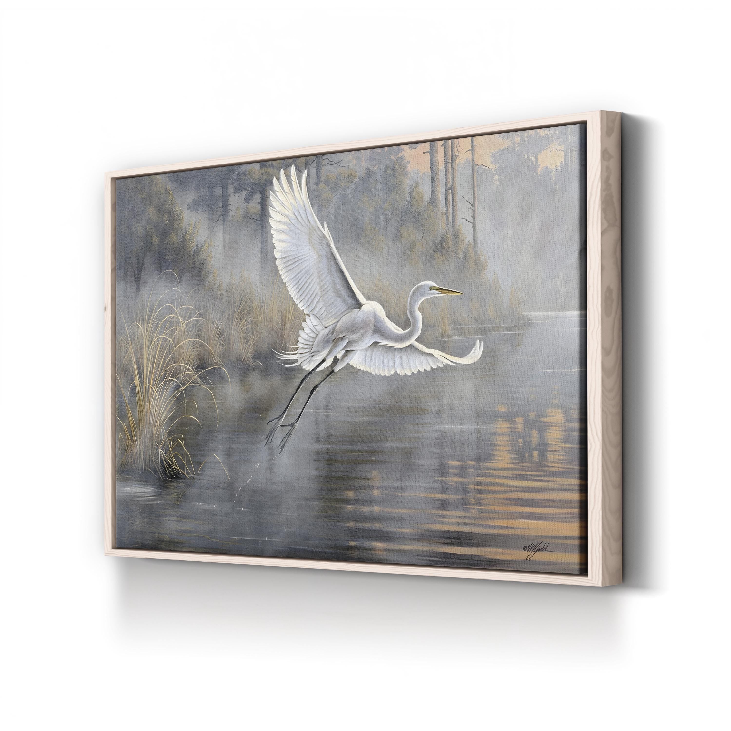 Sunrise Flight Canvas Print – Majestic Heron in Flight Nature Wall Art