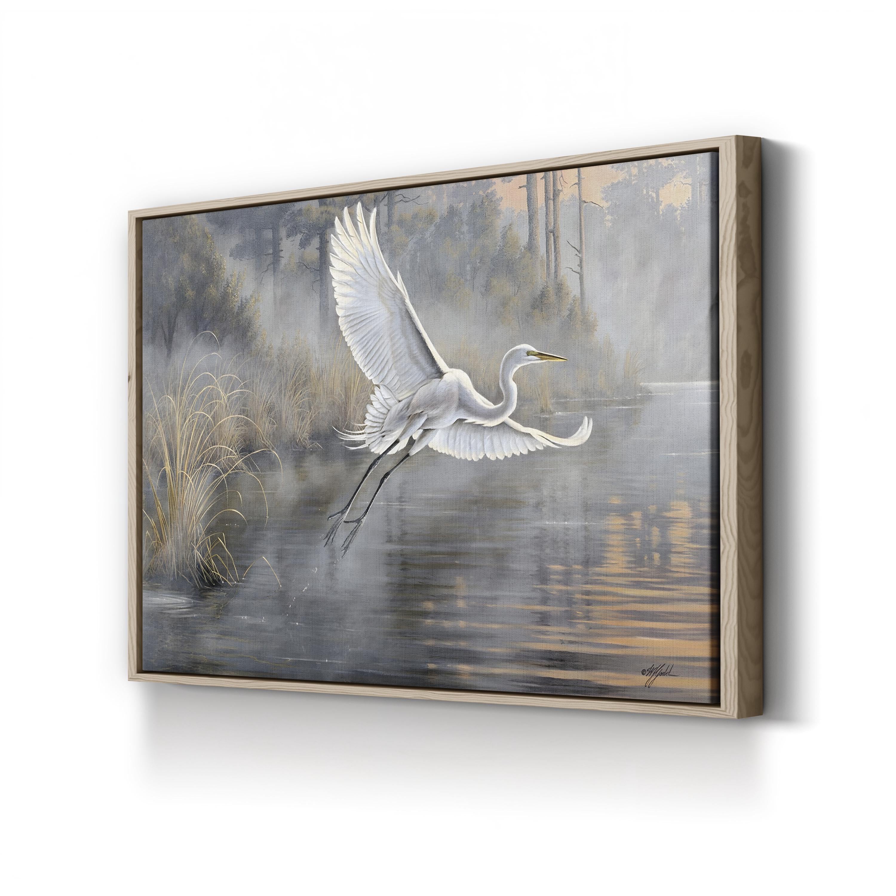 Sunrise Flight Canvas Print – Majestic Heron in Flight Nature Wall Art