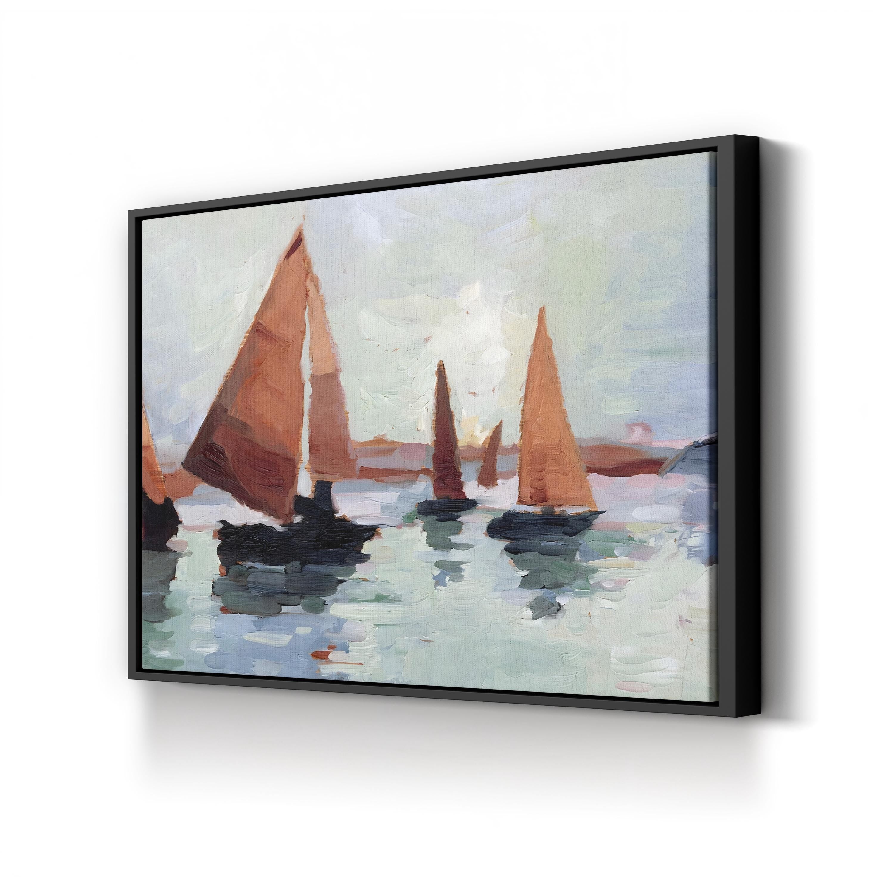 Sunset Harbor I Canvas Print – Nautical Sailboats Coastal Wall Art