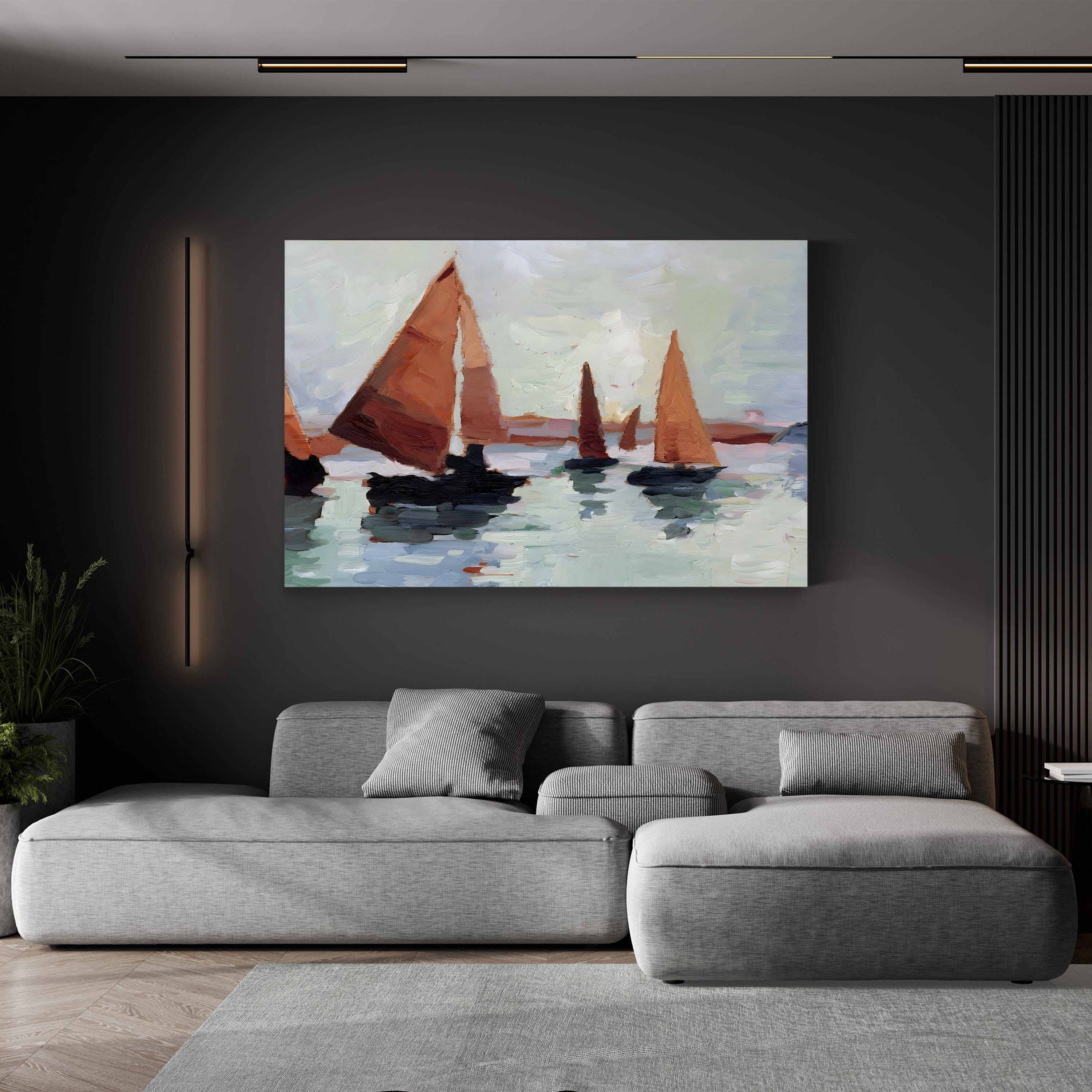 Sunset Harbor I Canvas Print – Nautical Sailboats Coastal Wall Art