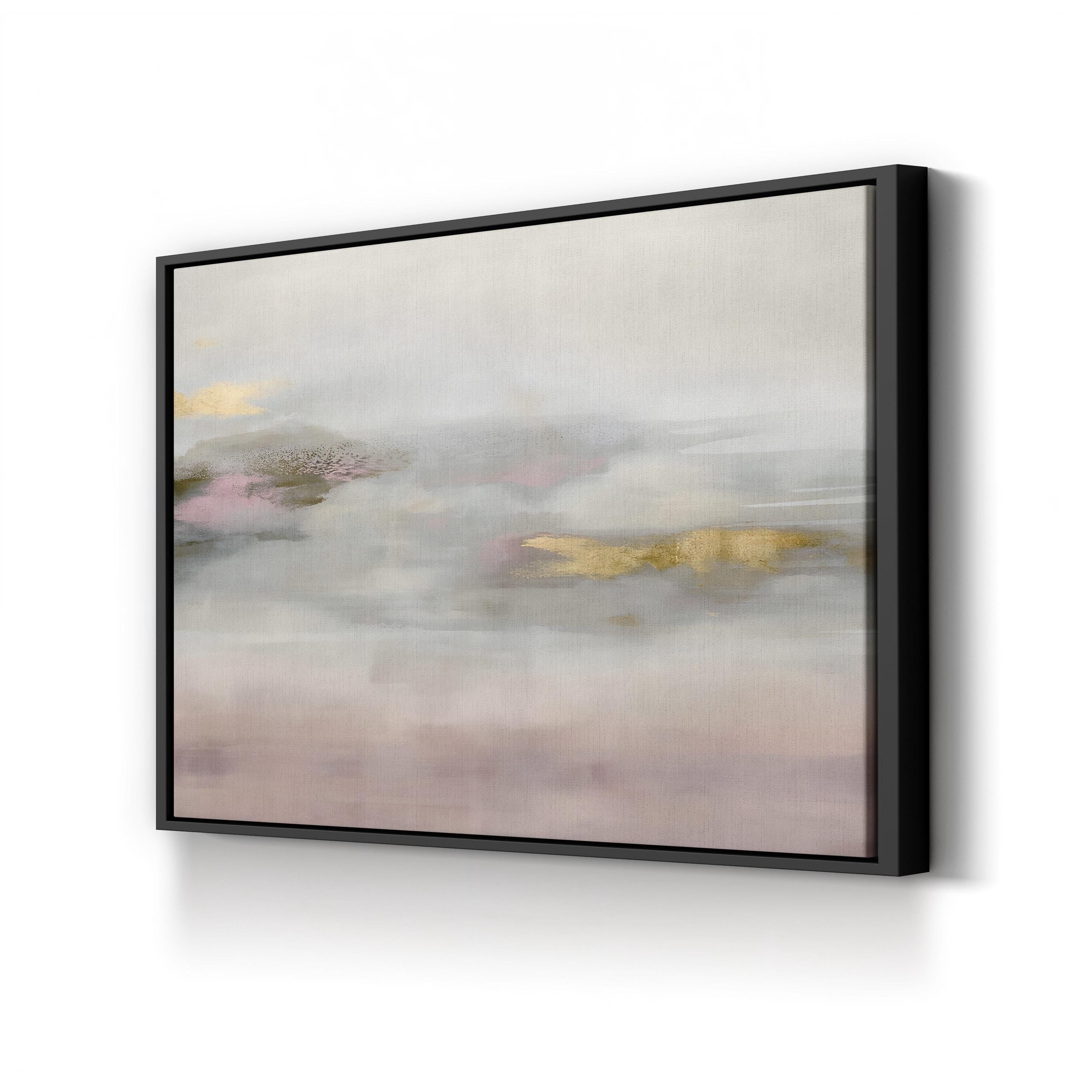 Abstract Landscape in Soft Pink, Gold, and Gray Wall Art