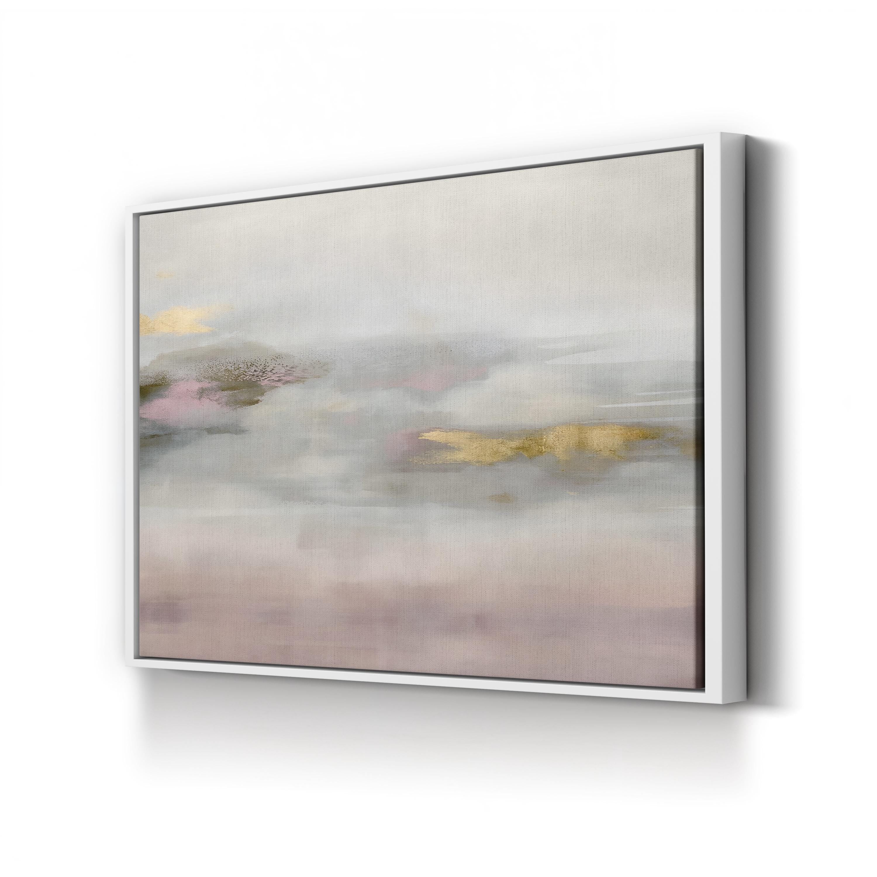 Abstract Landscape in Soft Pink, Gold, and Gray Wall Art