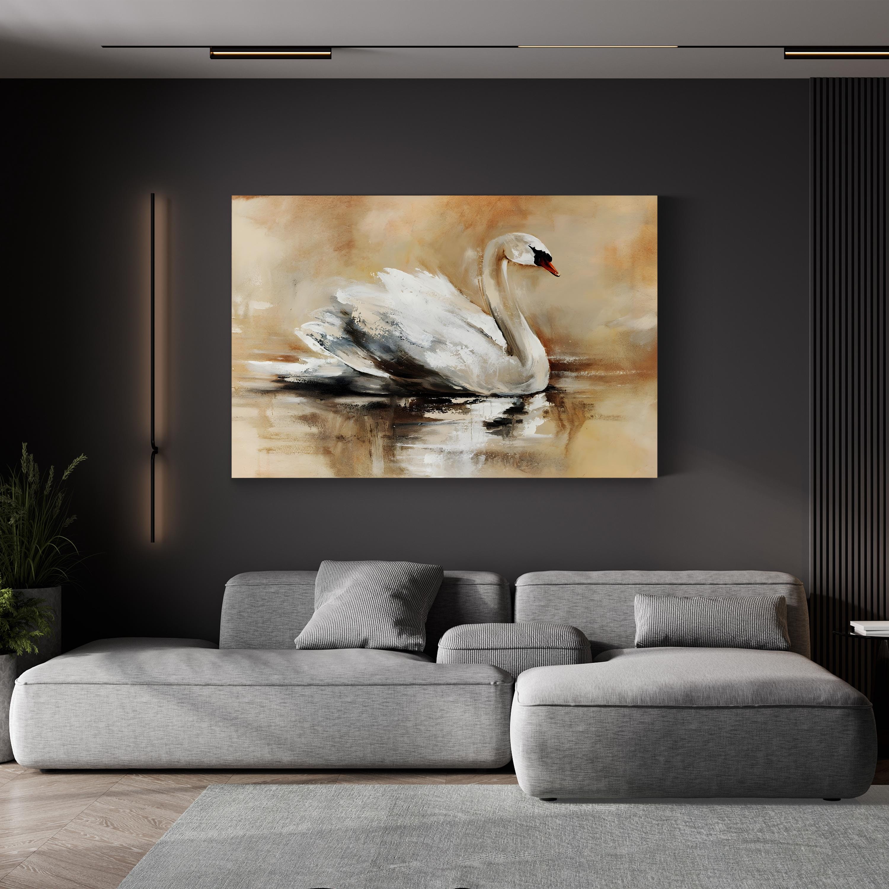 Sweeping Rhythms Swan Canvas Print – Abstract Bird Wall Art, Modern Nature Decor