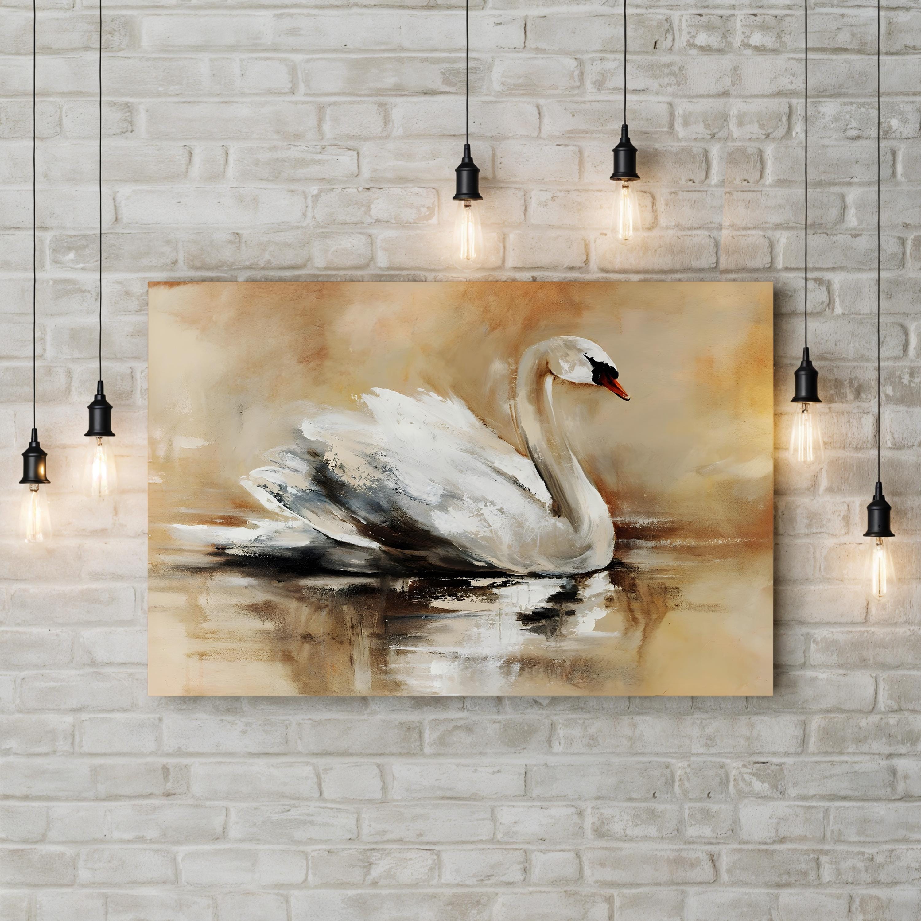 Sweeping Rhythms Swan Canvas Print – Abstract Bird Wall Art, Modern Nature Decor