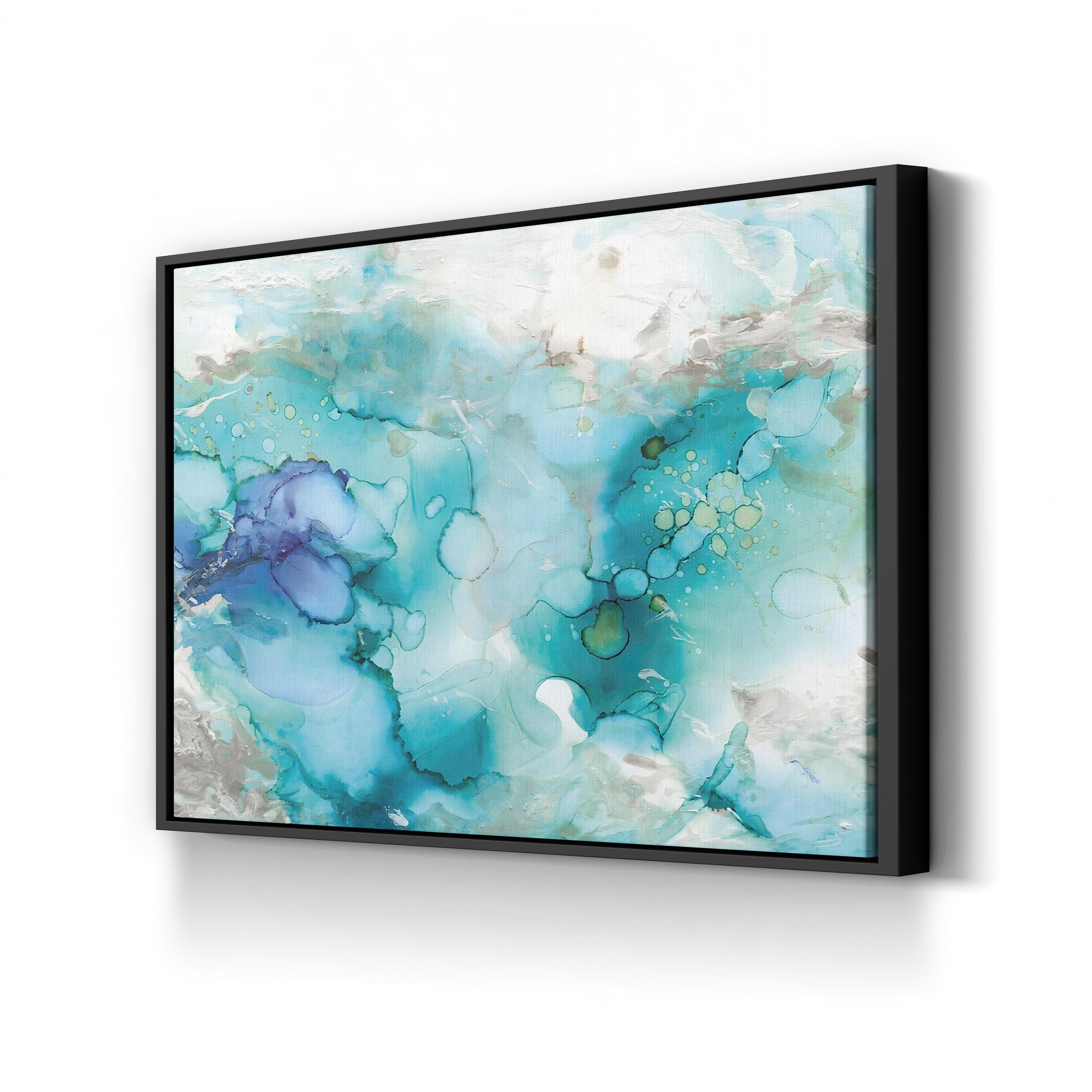 Teal Marble Abstract Canvas Art – Modern Blue & Green Wall Decor