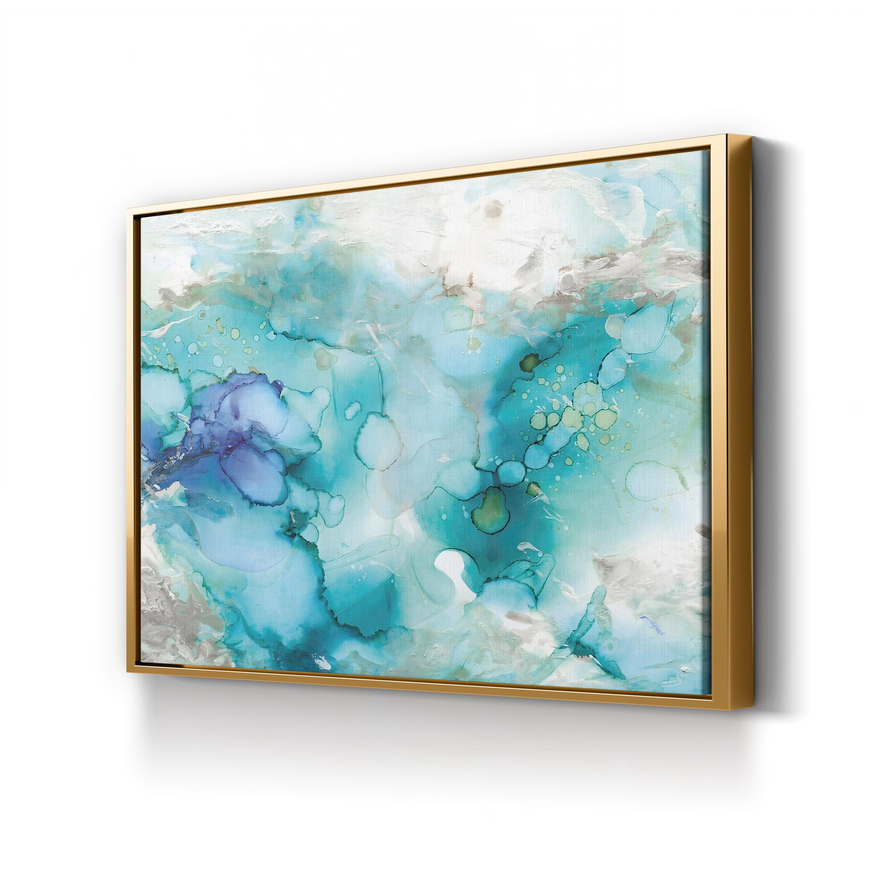 Teal Marble Abstract Canvas Art – Modern Blue & Green Wall Decor