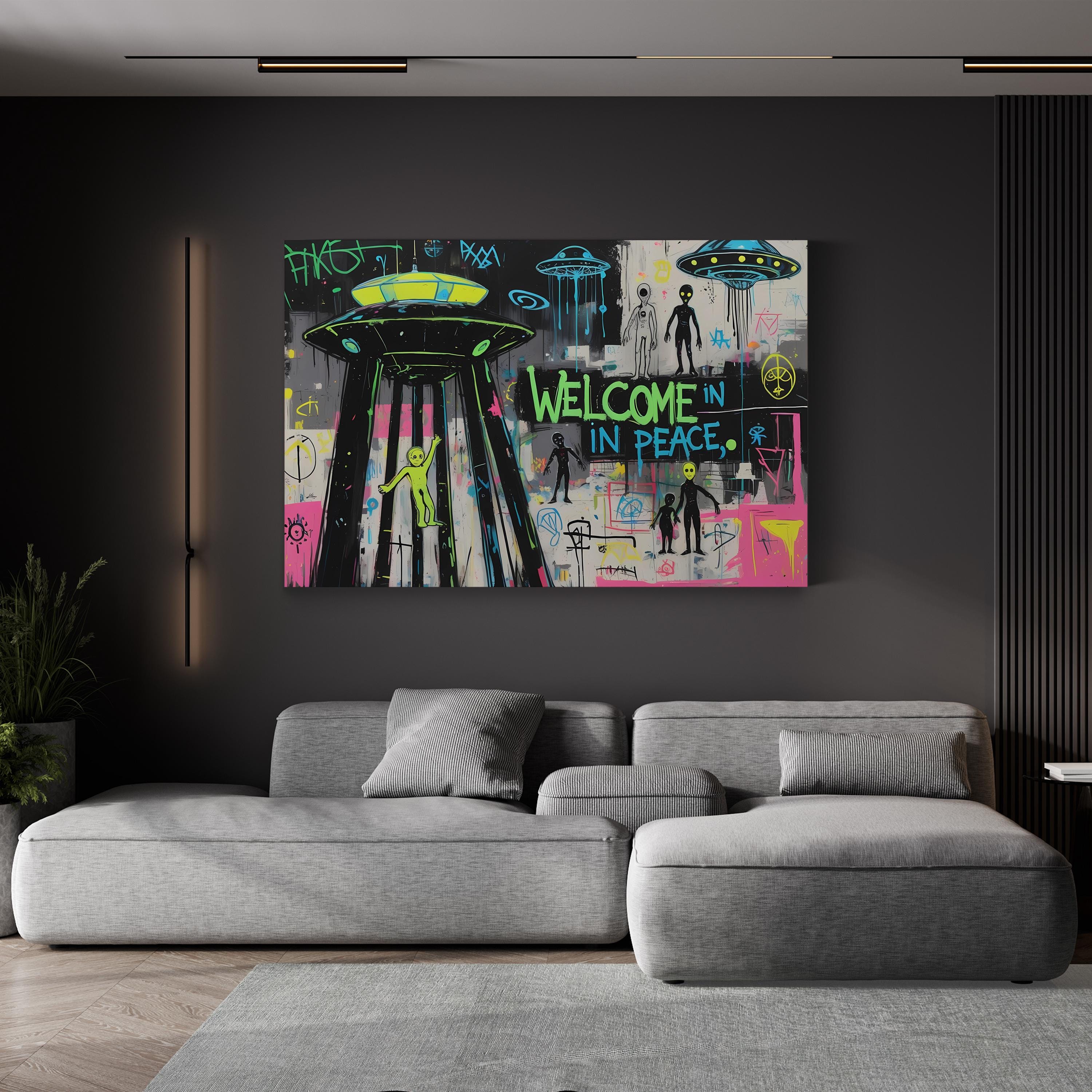 UFO Graffiti Canvas – Pop-Art Urban Sci-Fi Wall Art