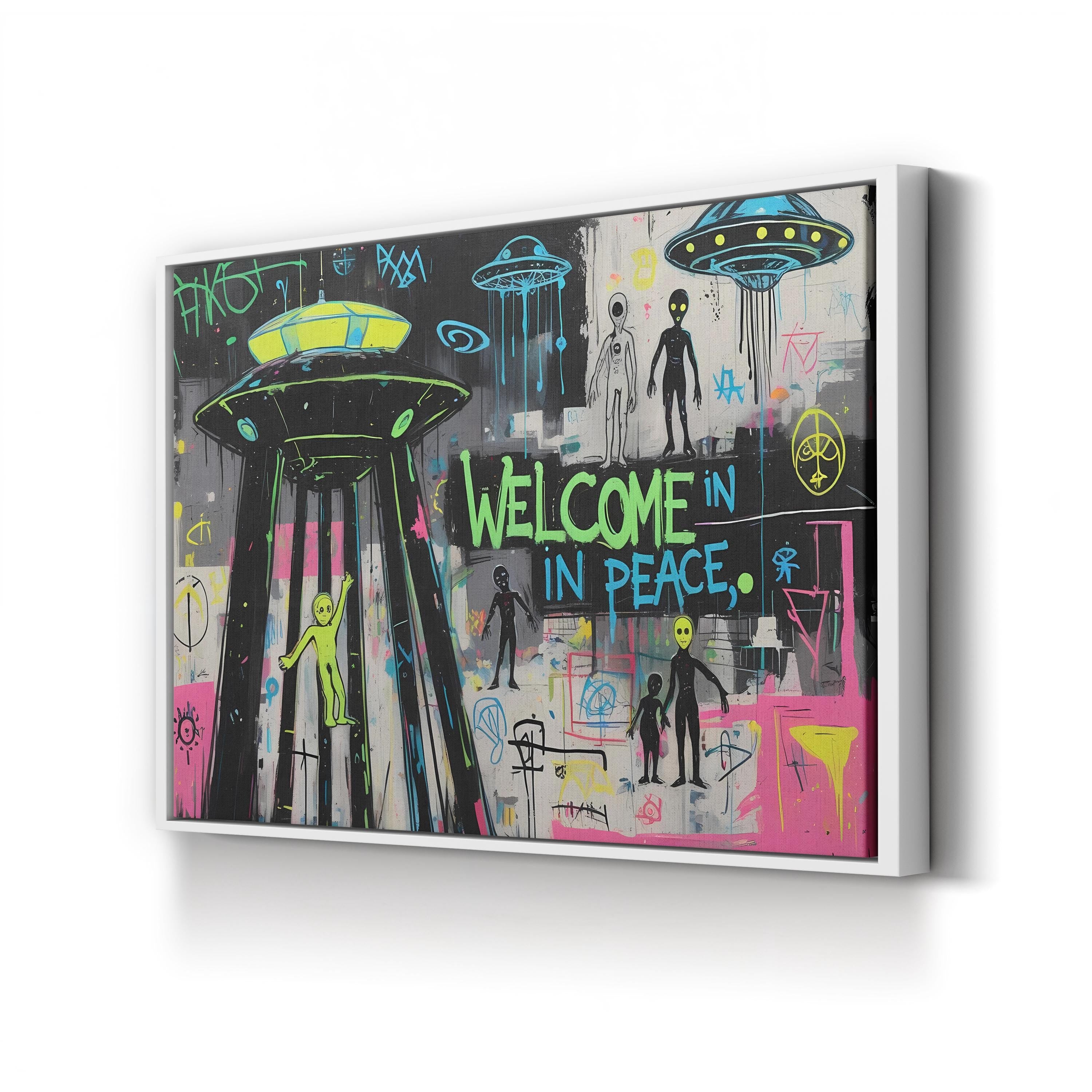 UFO Graffiti Canvas – Pop-Art Urban Sci-Fi Wall Art
