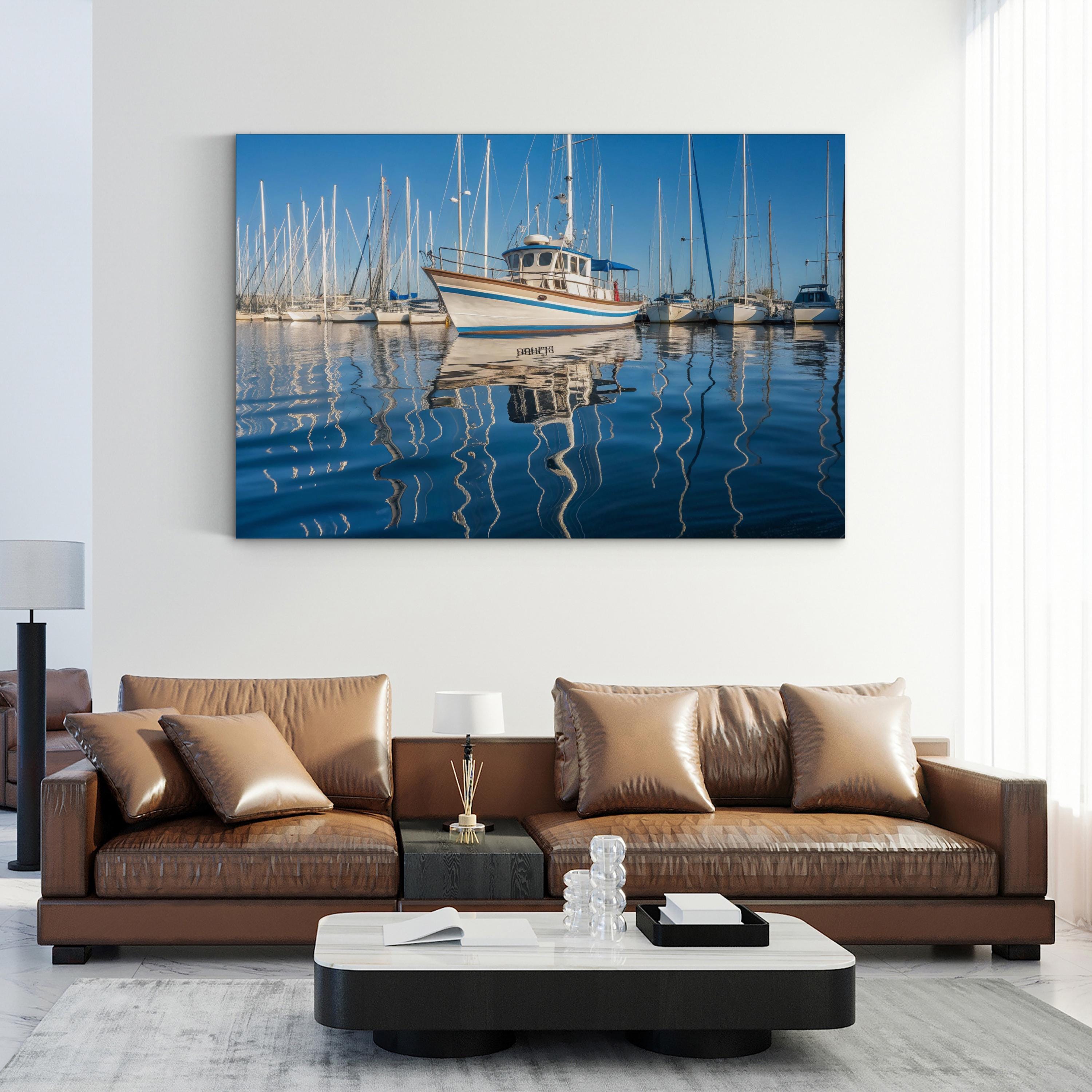 Abstract Ocean Canvas Print — Contemporary Coastal Harbor Wall Art