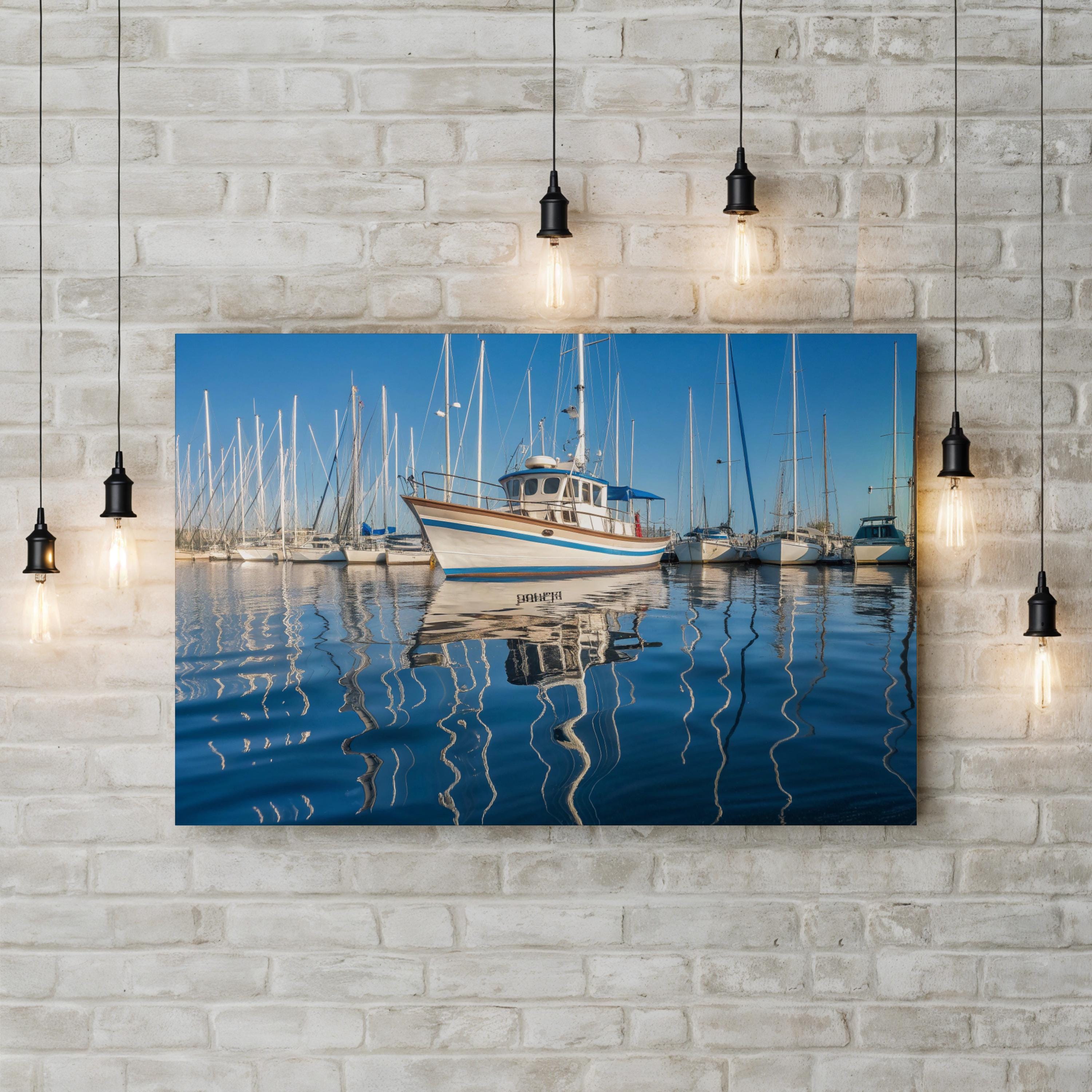 Abstract Ocean Canvas Print — Contemporary Coastal Harbor Wall Art