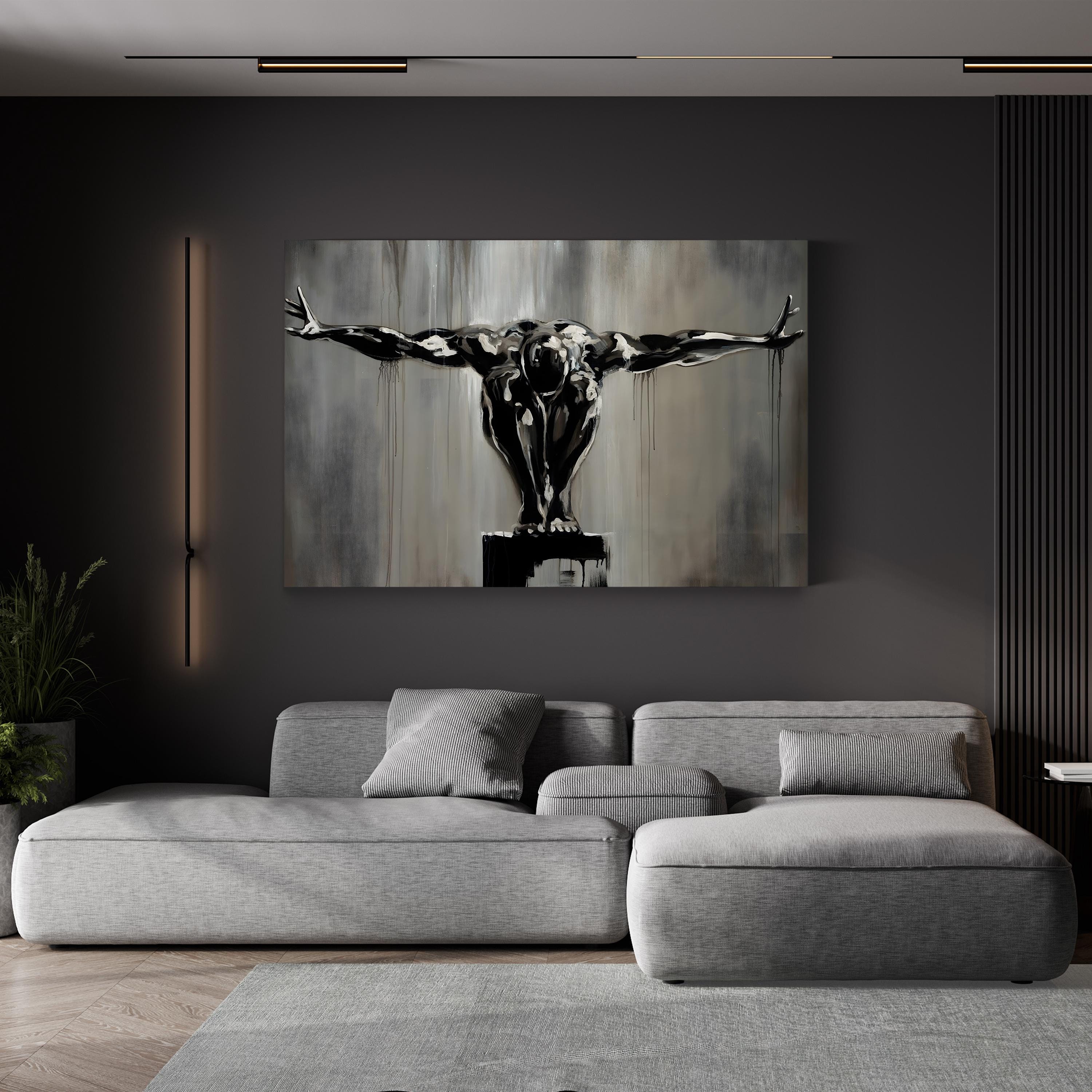 Solitary Runner Wall Art — Monochrome Athletic Figure Canvas Print