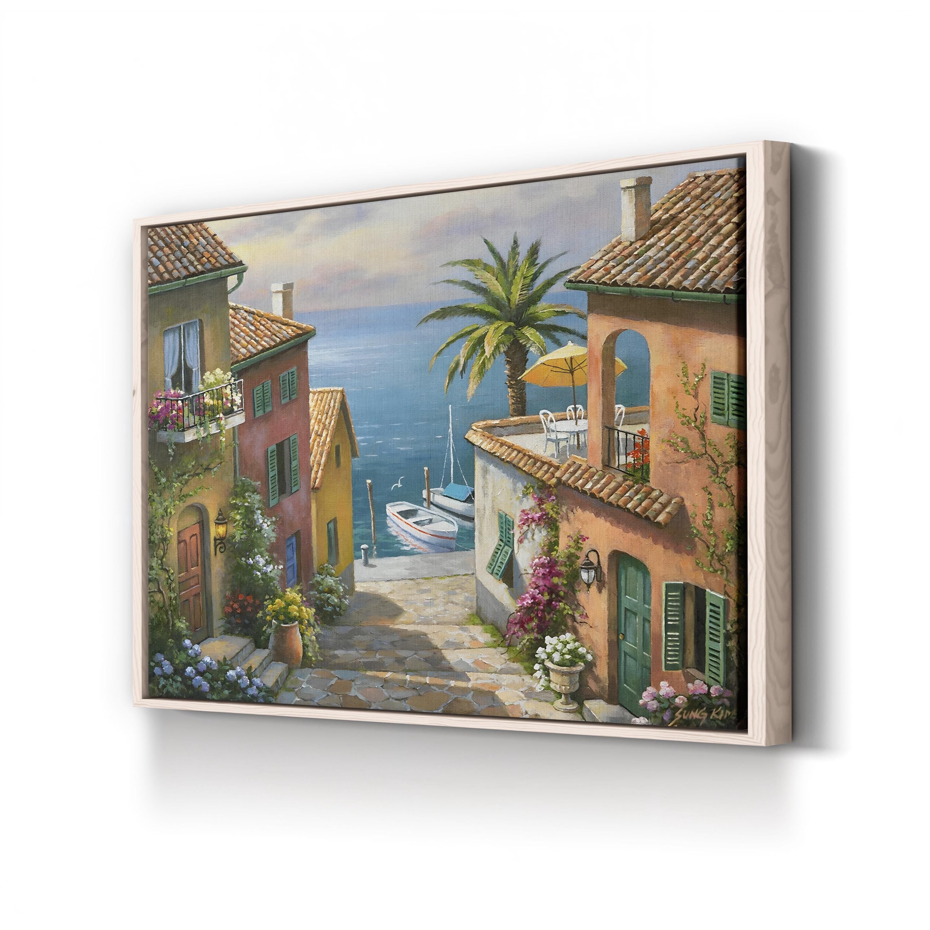 The Villas Private Dock | Mediterranean Village Coastal Wall Art by Sung Kim