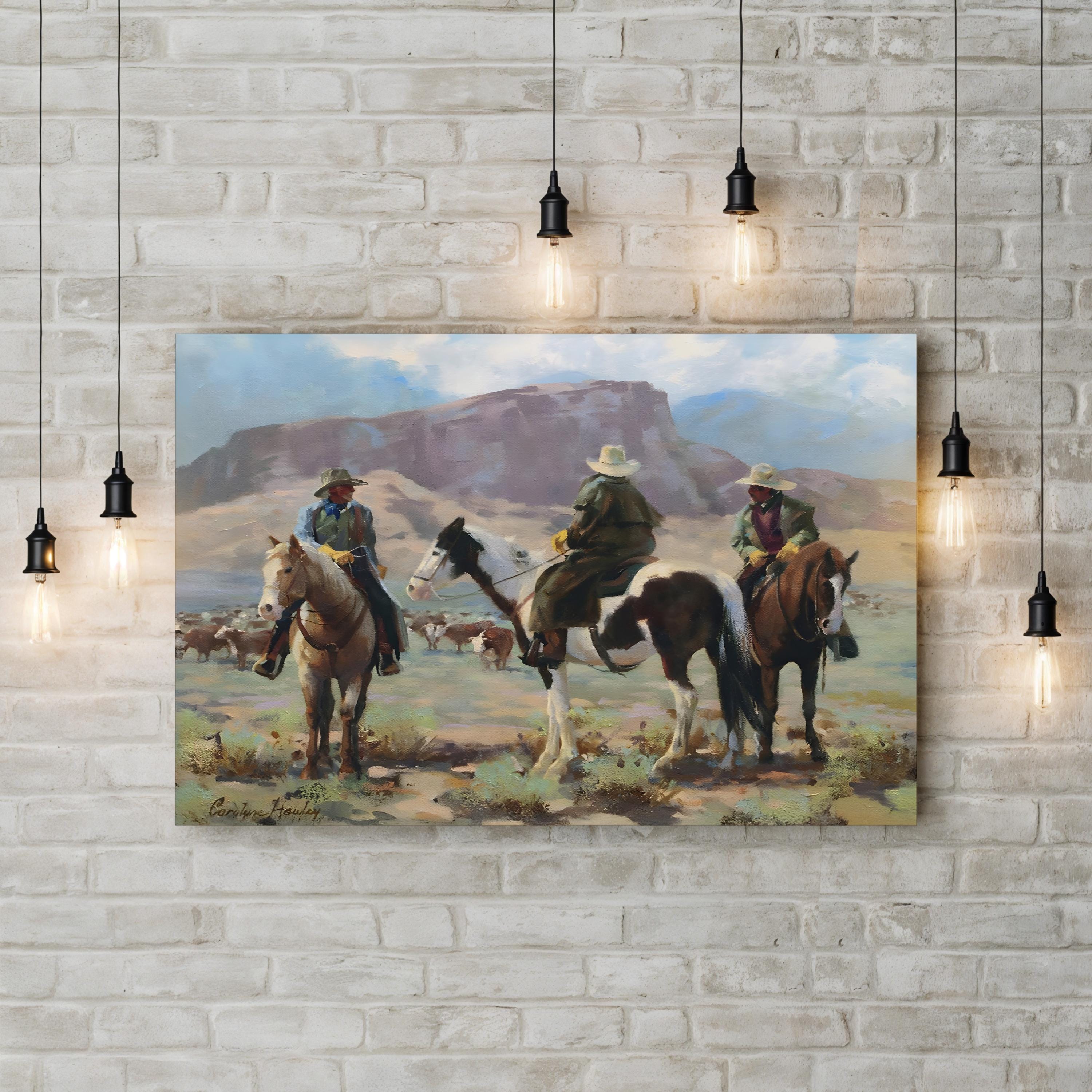 Western Cowboy on the Open Range – Period Illustration Wall Art | Frontier Canvas Print