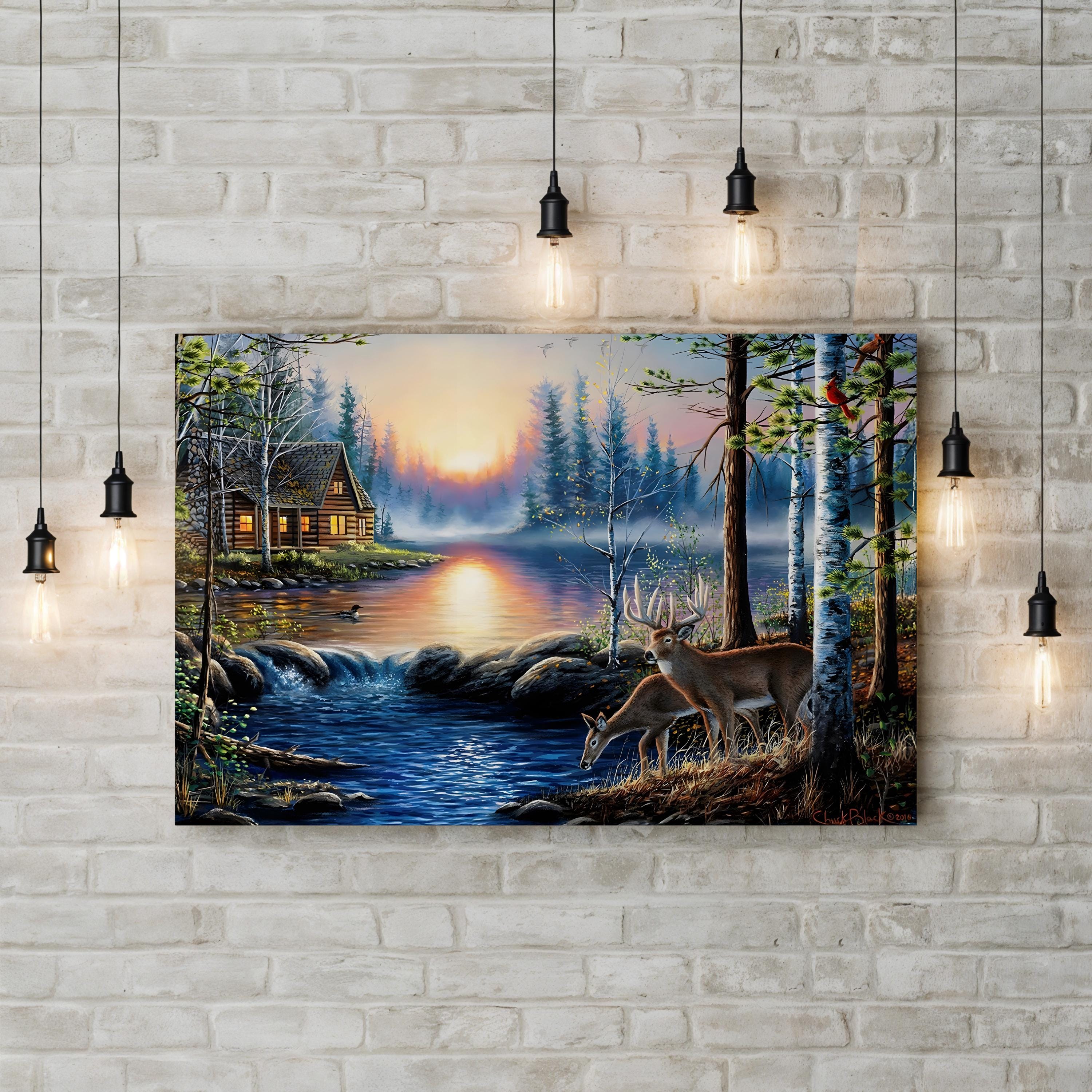 Total Bliss Canvas Wall Art – Tranquil Lake Wildlife Landscape by Chuck Black