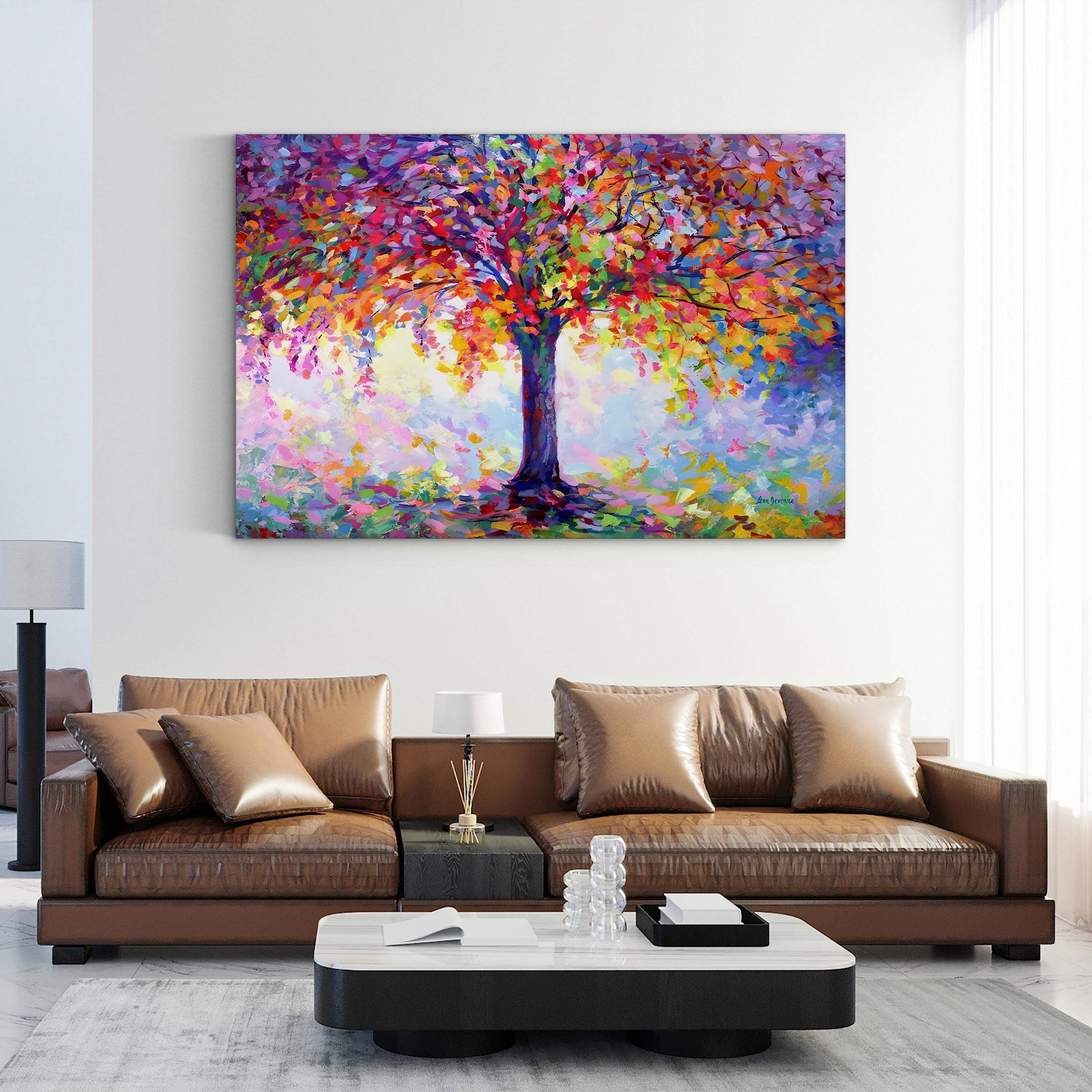 Tree of Happiness Canvas Art – Colorful Contemporary Tree Painting