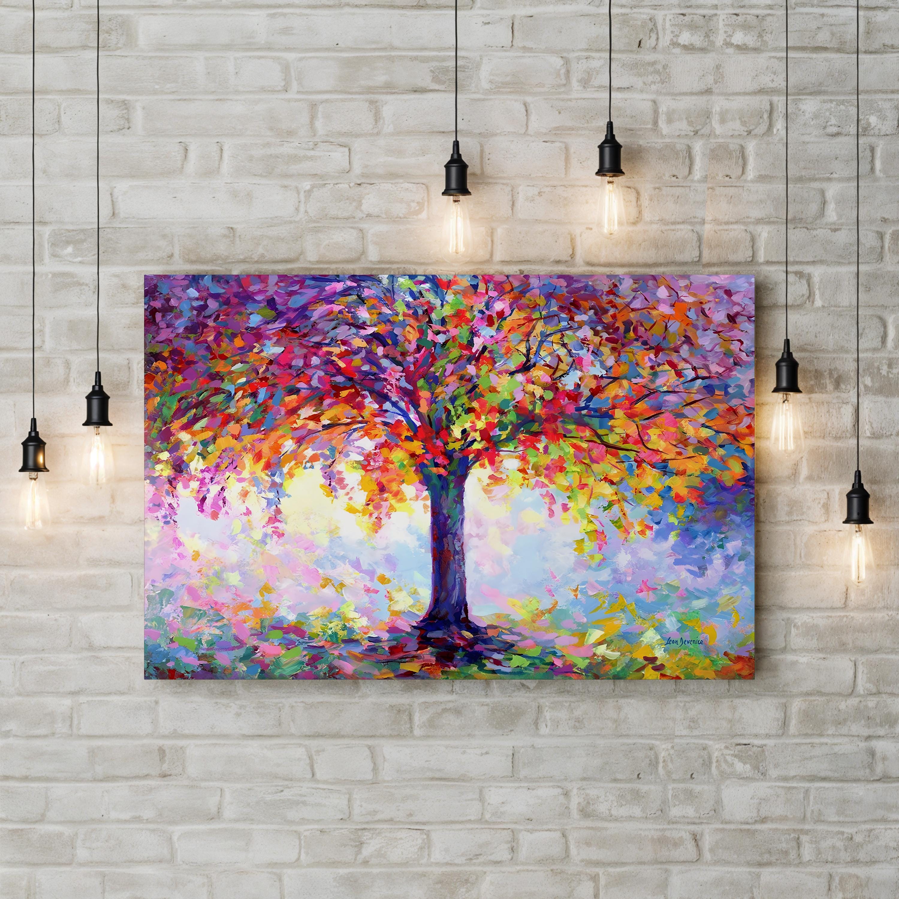 Tree of Happiness Canvas Art – Colorful Contemporary Tree Painting