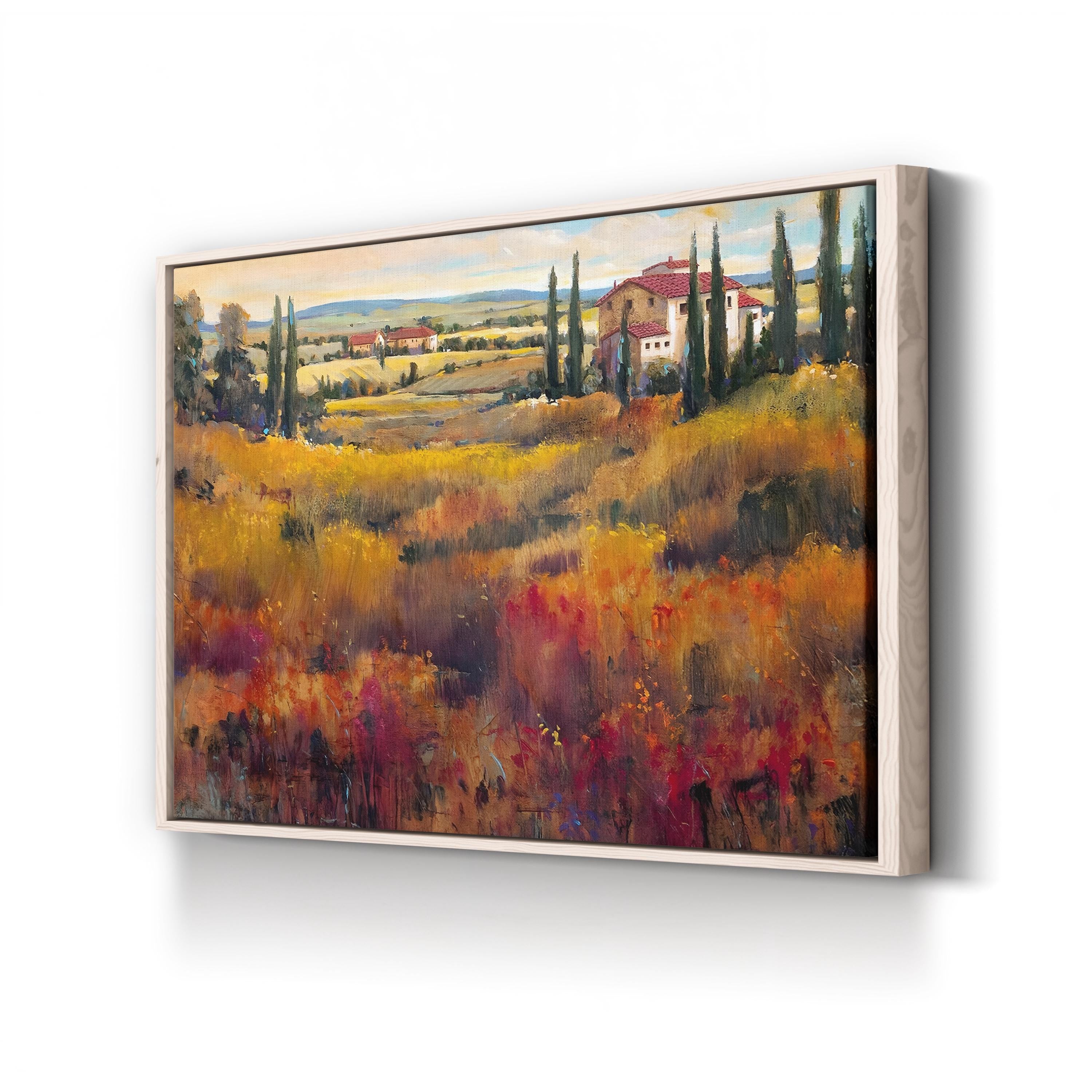 Tuscany Vineyard Canvas Art: Mediterranean Landscape, Rustic Home Decor