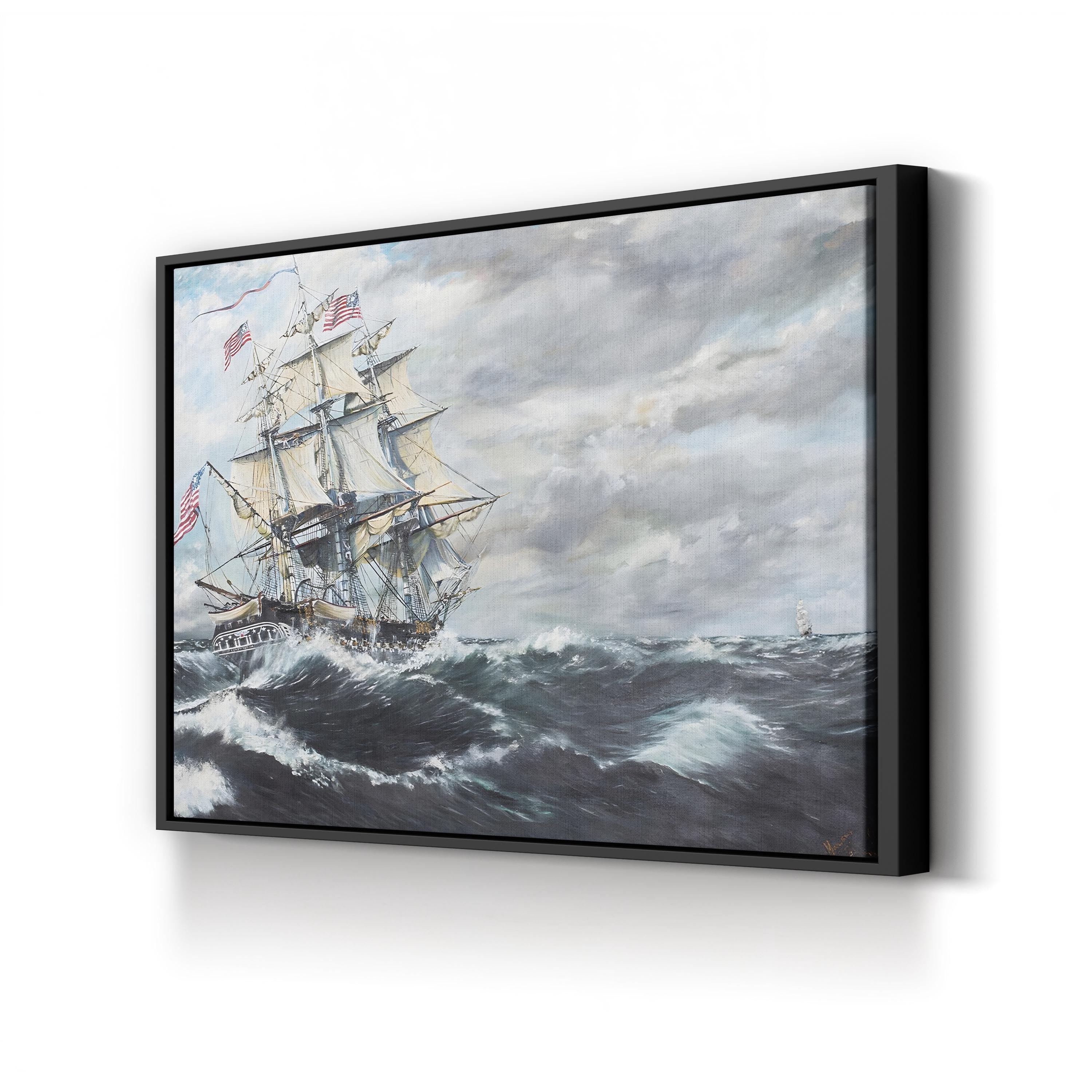 USS Constitution Naval Battle – Period Illustration Wall Art | Maritime Canvas Print