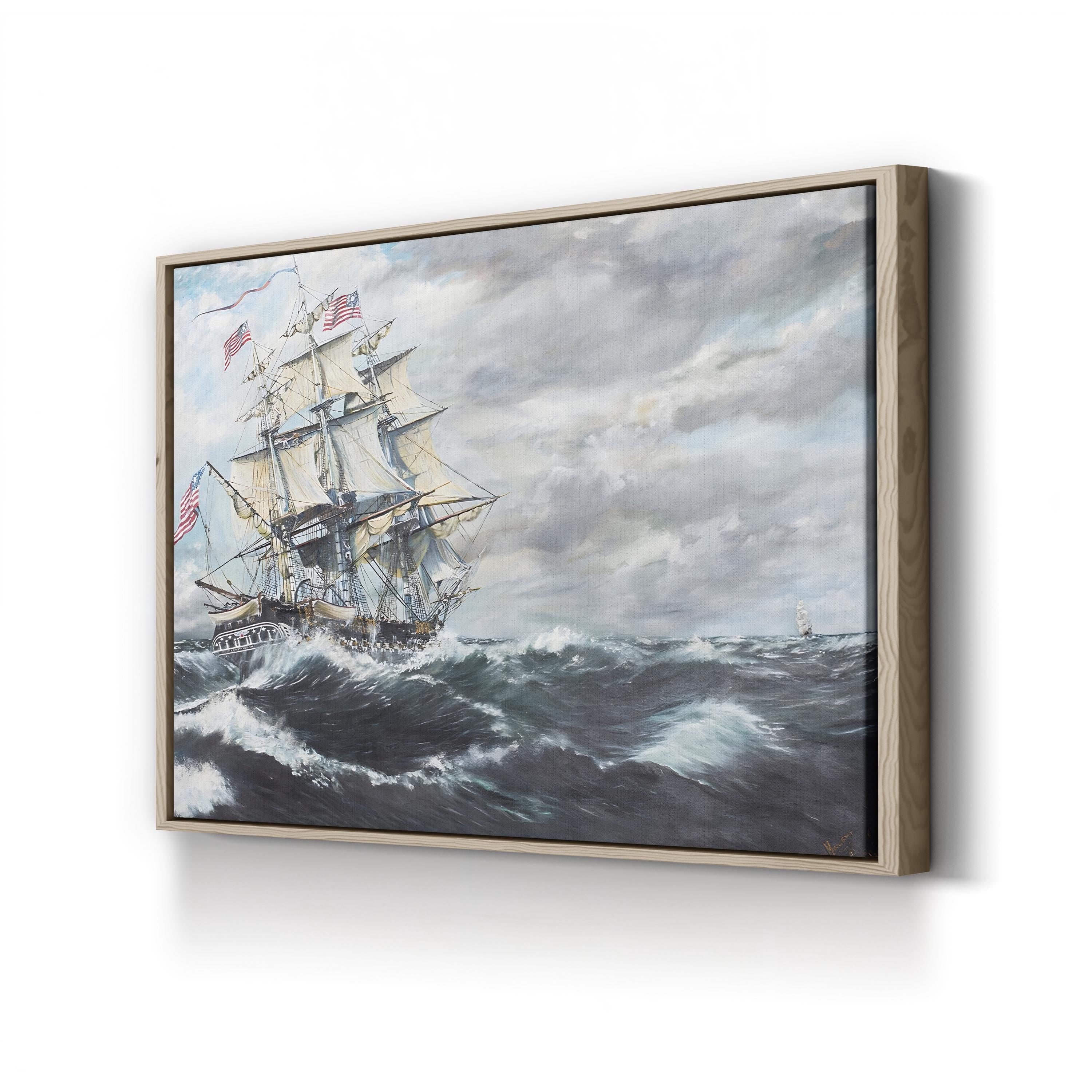 USS Constitution Naval Battle – Period Illustration Wall Art | Maritime Canvas Print