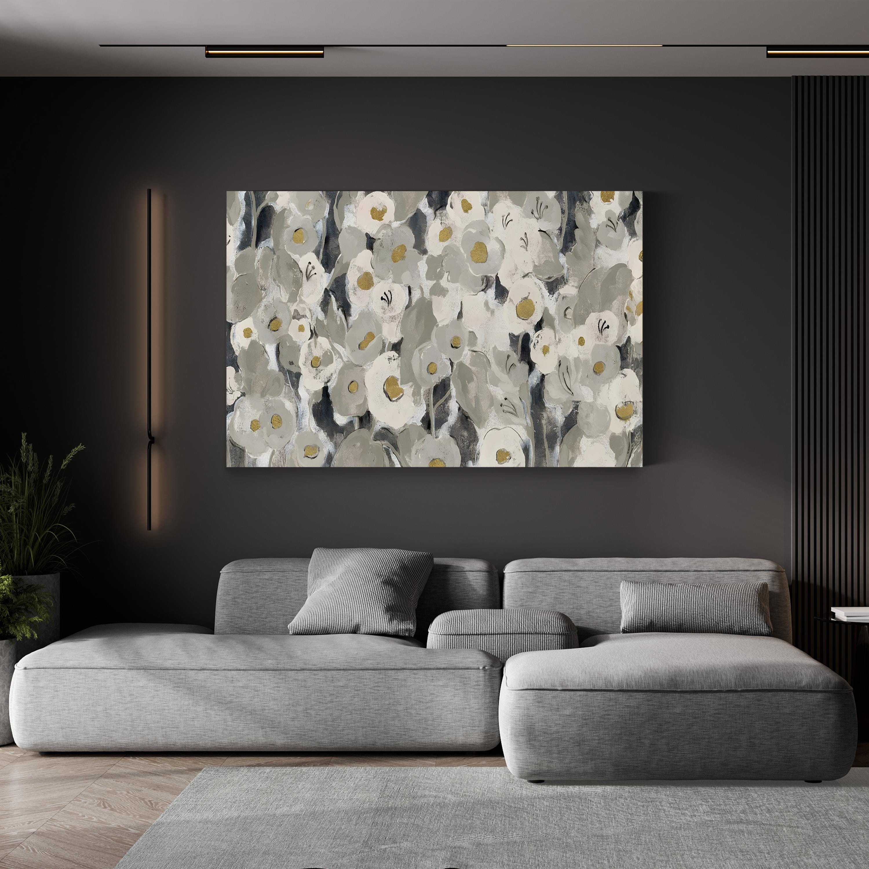 Velvety Florals Neutral Canvas Wall Art by Silvia Vassileva