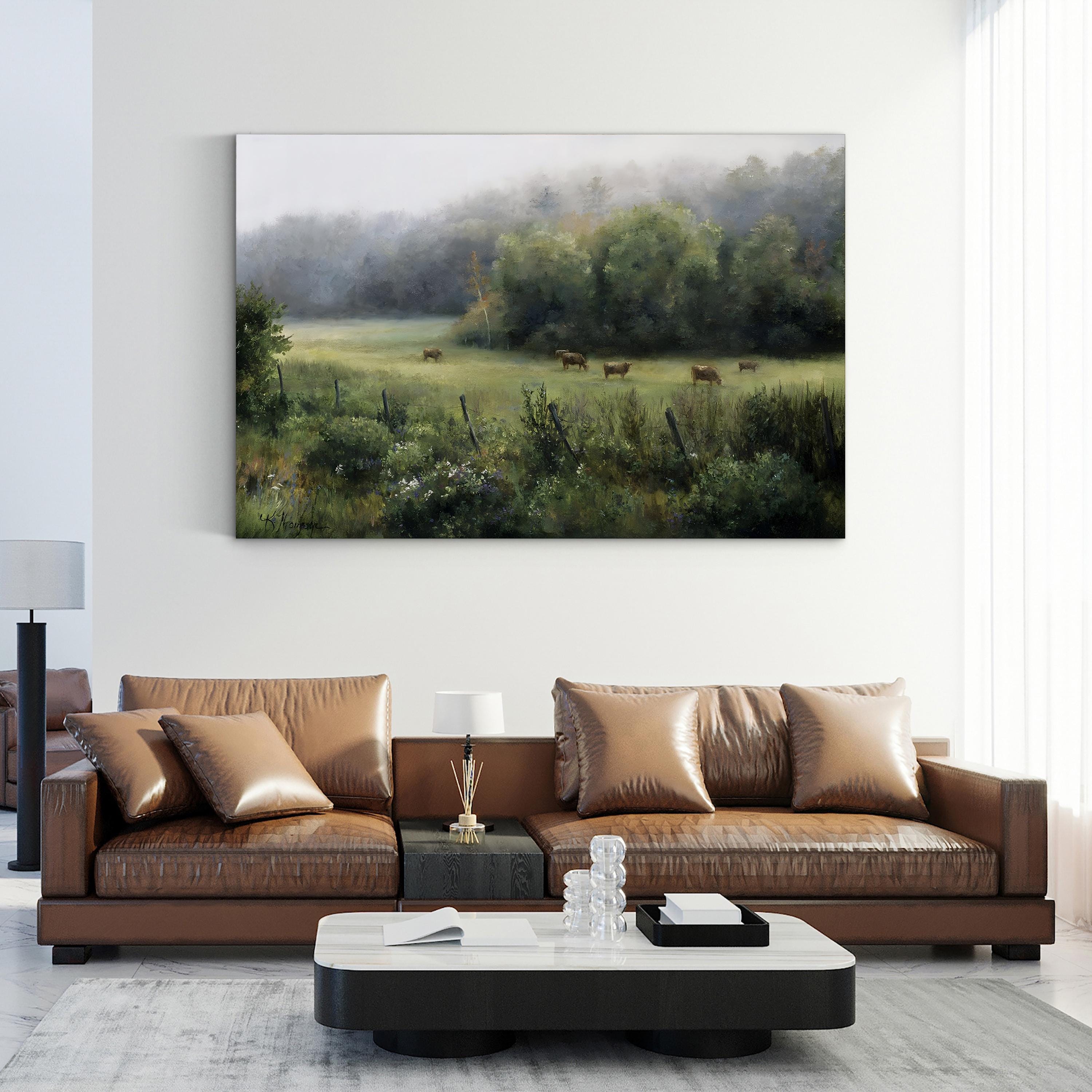 Rural Landscape with Cows in Vermont Pasture Wall Art by Kathie Thompson