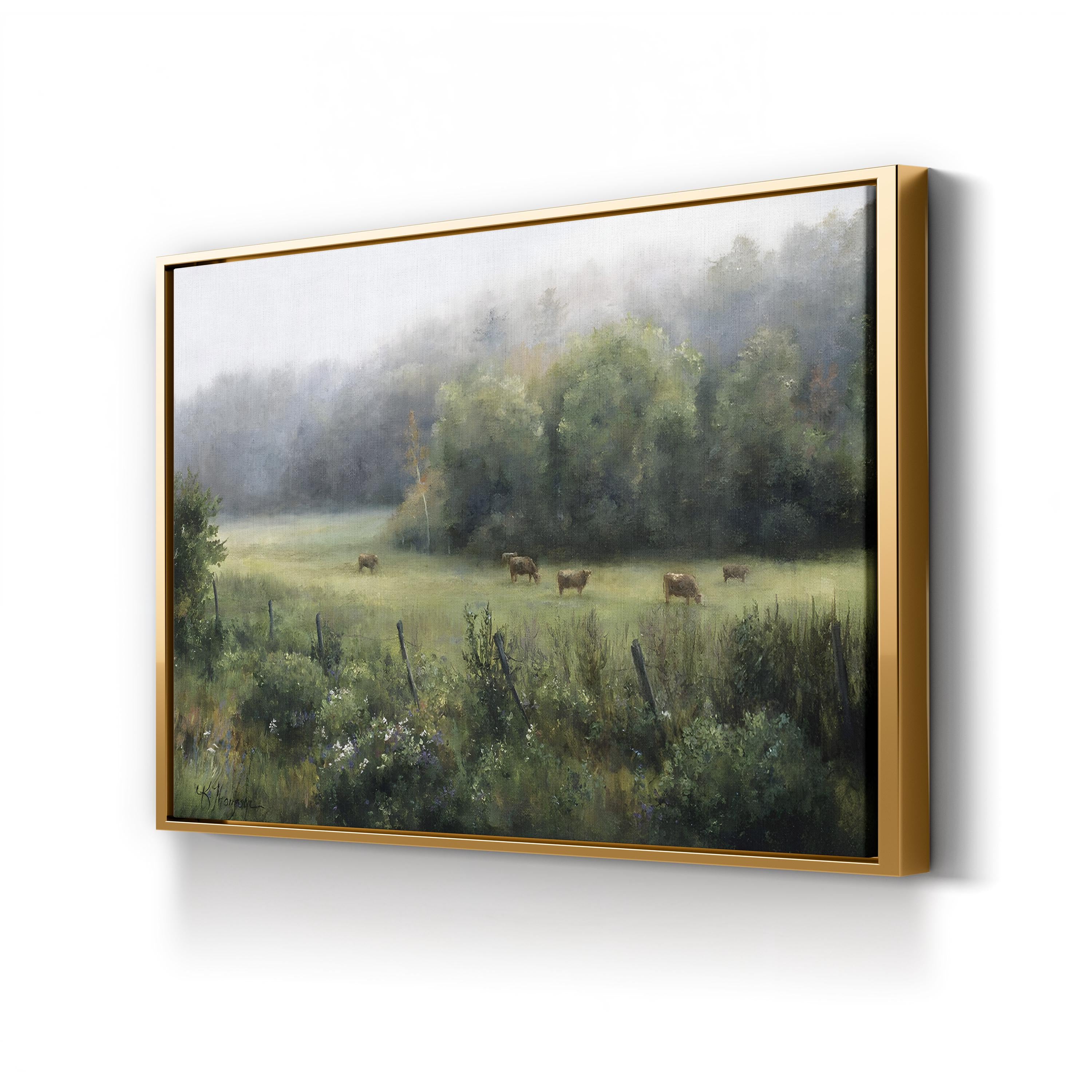 Rural Landscape with Cows in Vermont Pasture Wall Art by Kathie Thompson