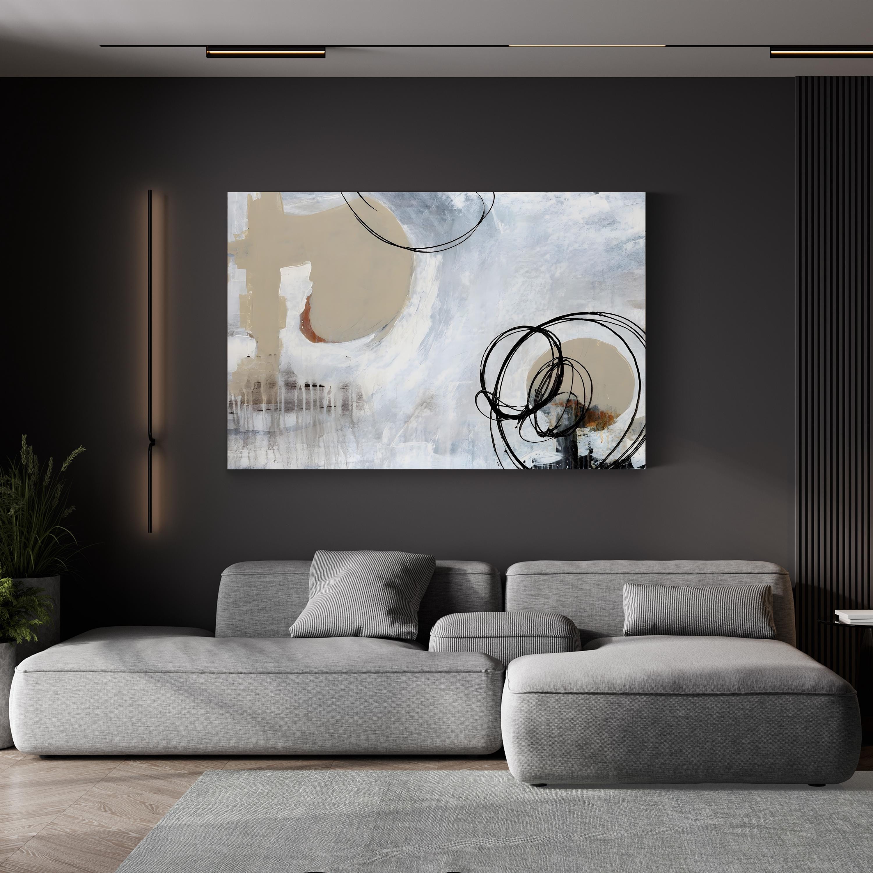 Verse I Wall Art by Joshua Schicker | Abstract Black Circles Minimalist Canvas
