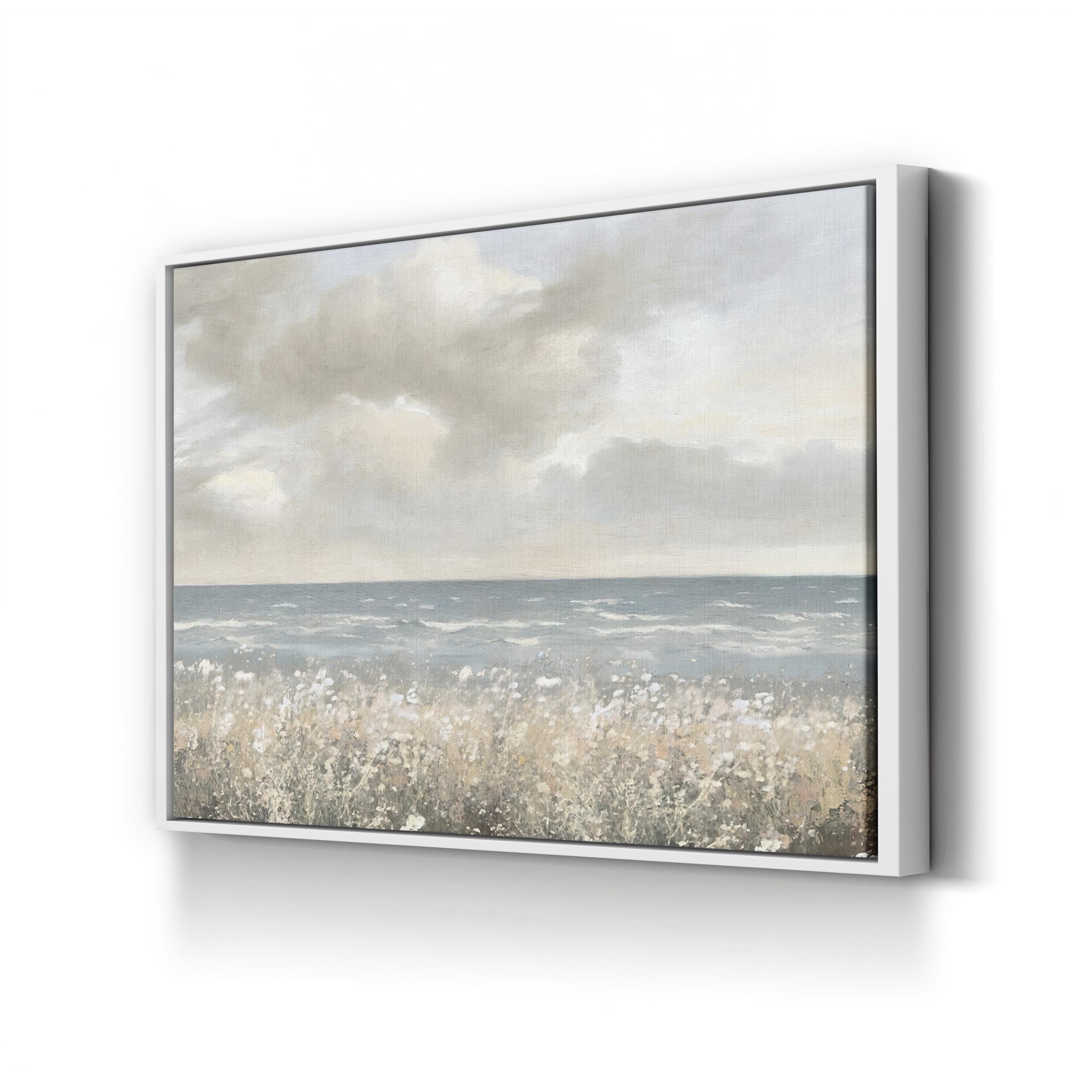 Vintage Coastal Wildflowers by Jesse Carter canvas print in White Framed Canvas