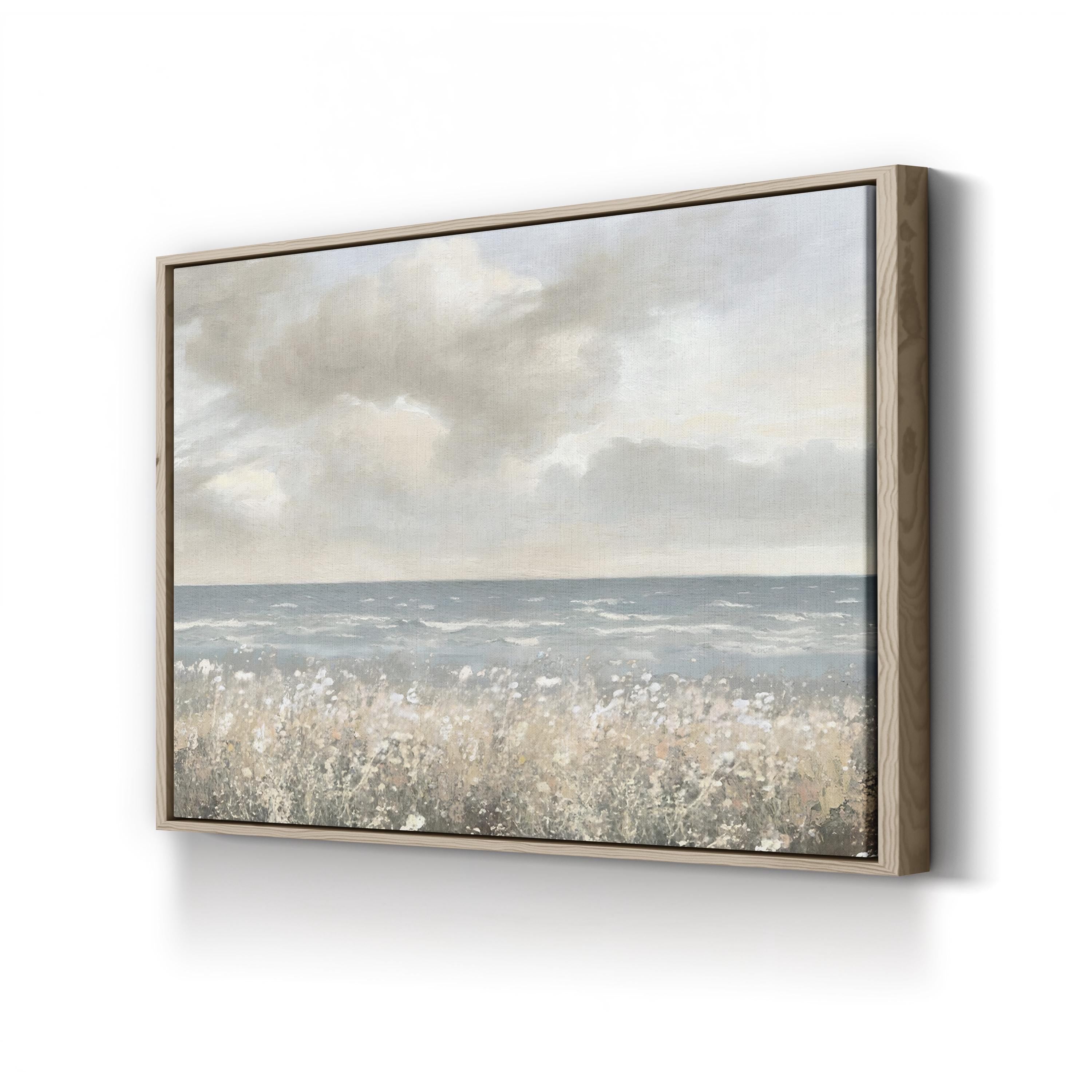 Vintage Coastal Wildflowers by Jesse Carter canvas print in Oak Framed Canvas