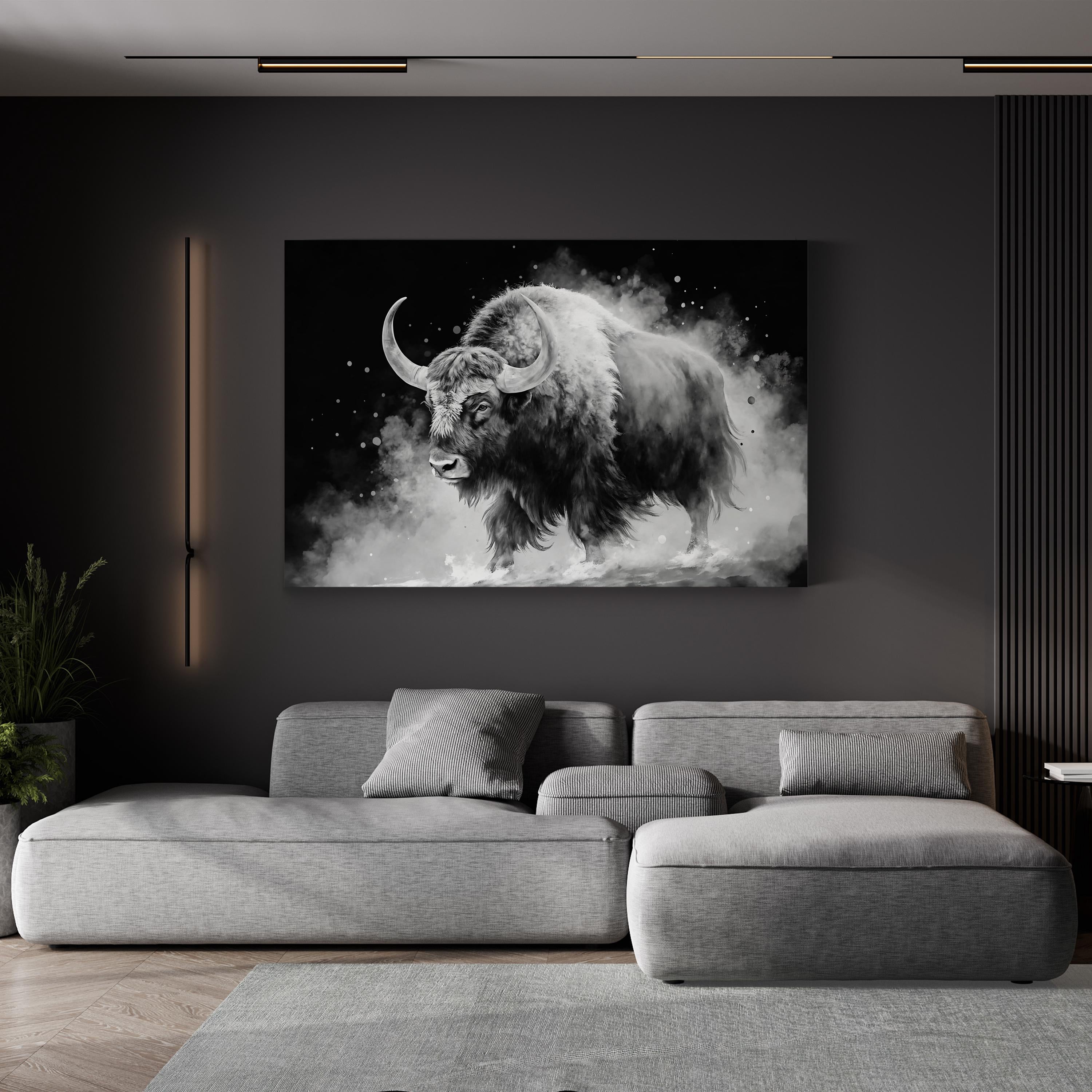 White Yak Watercolor Canvas – Rustic Farmhouse Wall Art
