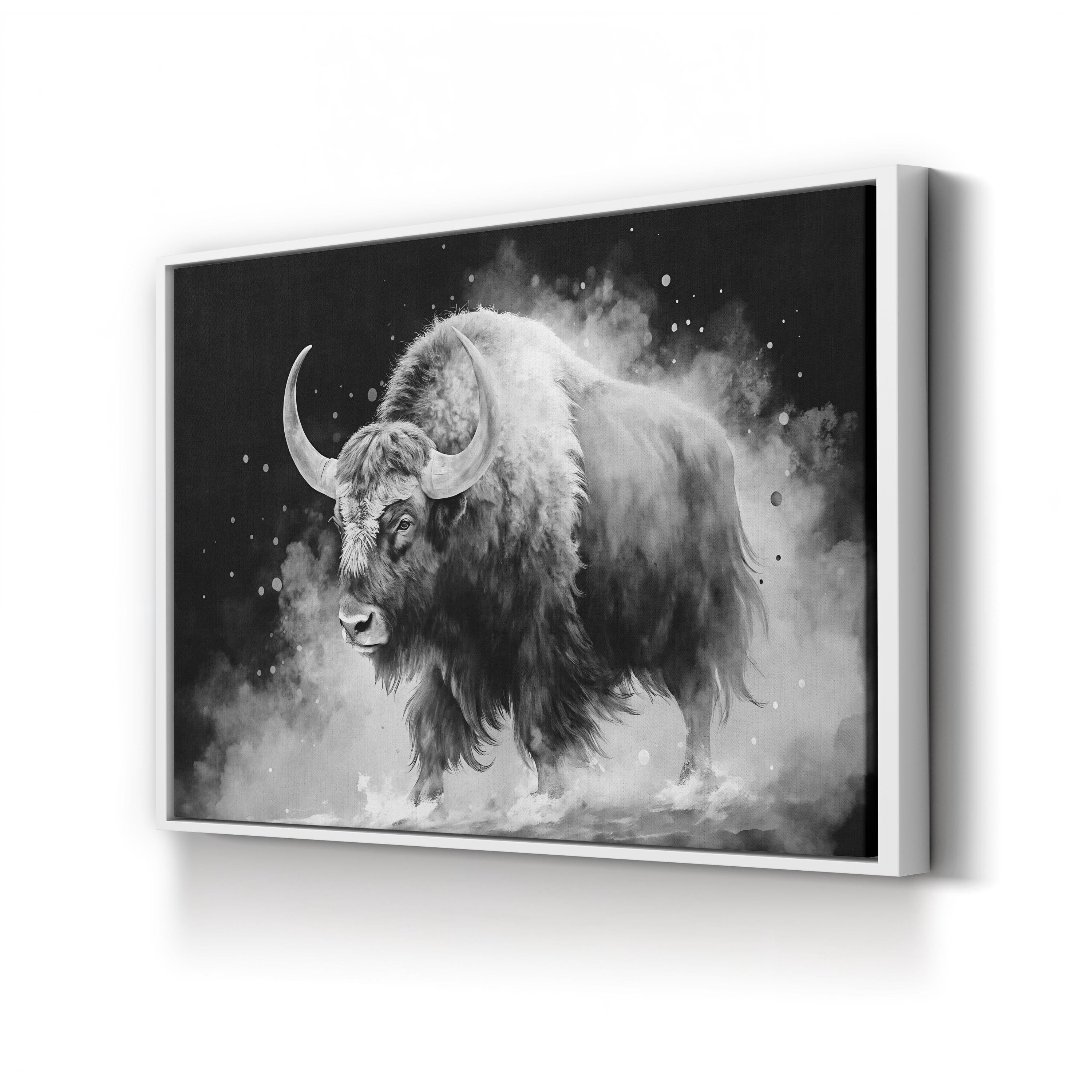 White Yak Watercolor Canvas – Rustic Farmhouse Wall Art