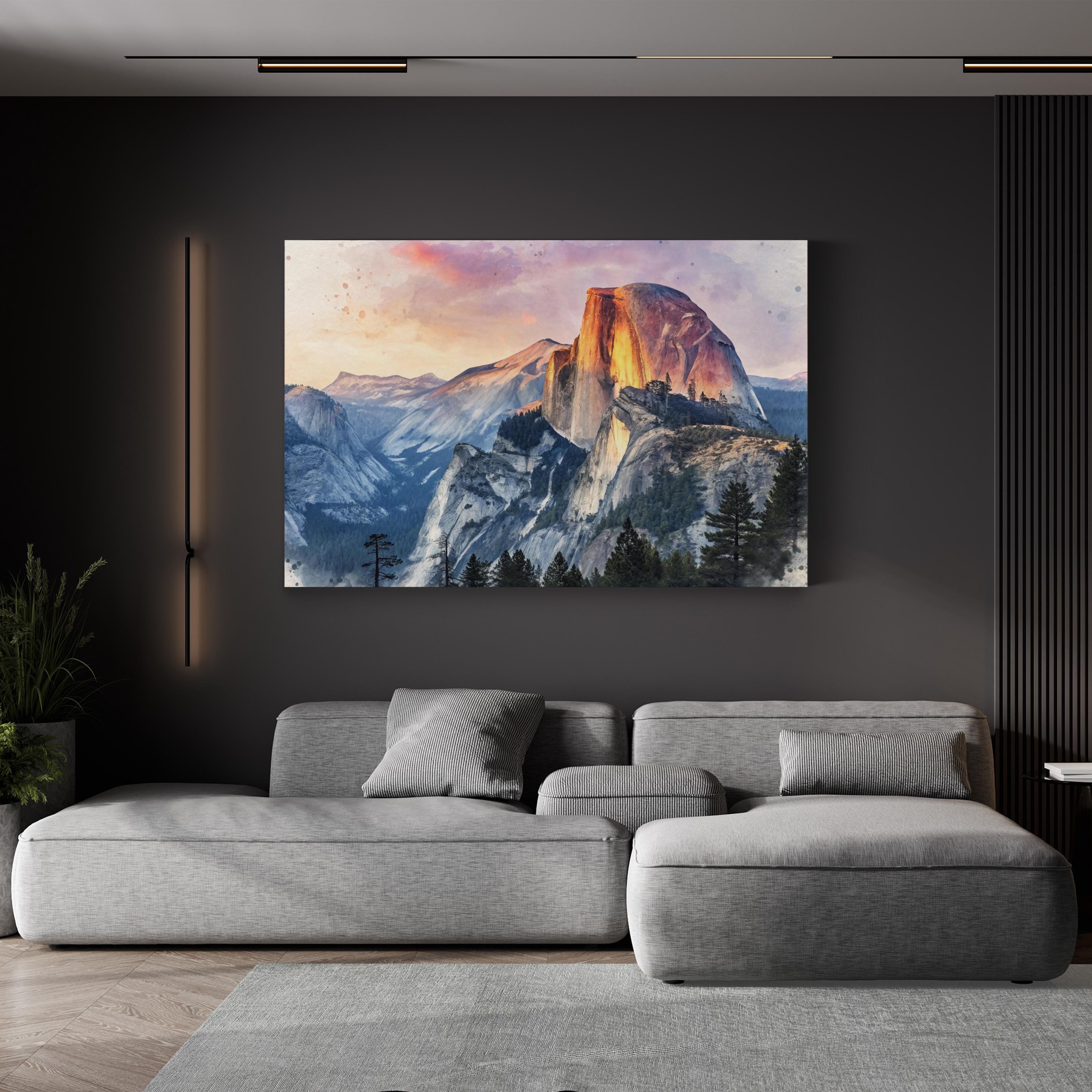 Yosemite Half Dome Sunset – Vintage Photography Wall Art | Mountain Landscape Canvas Print