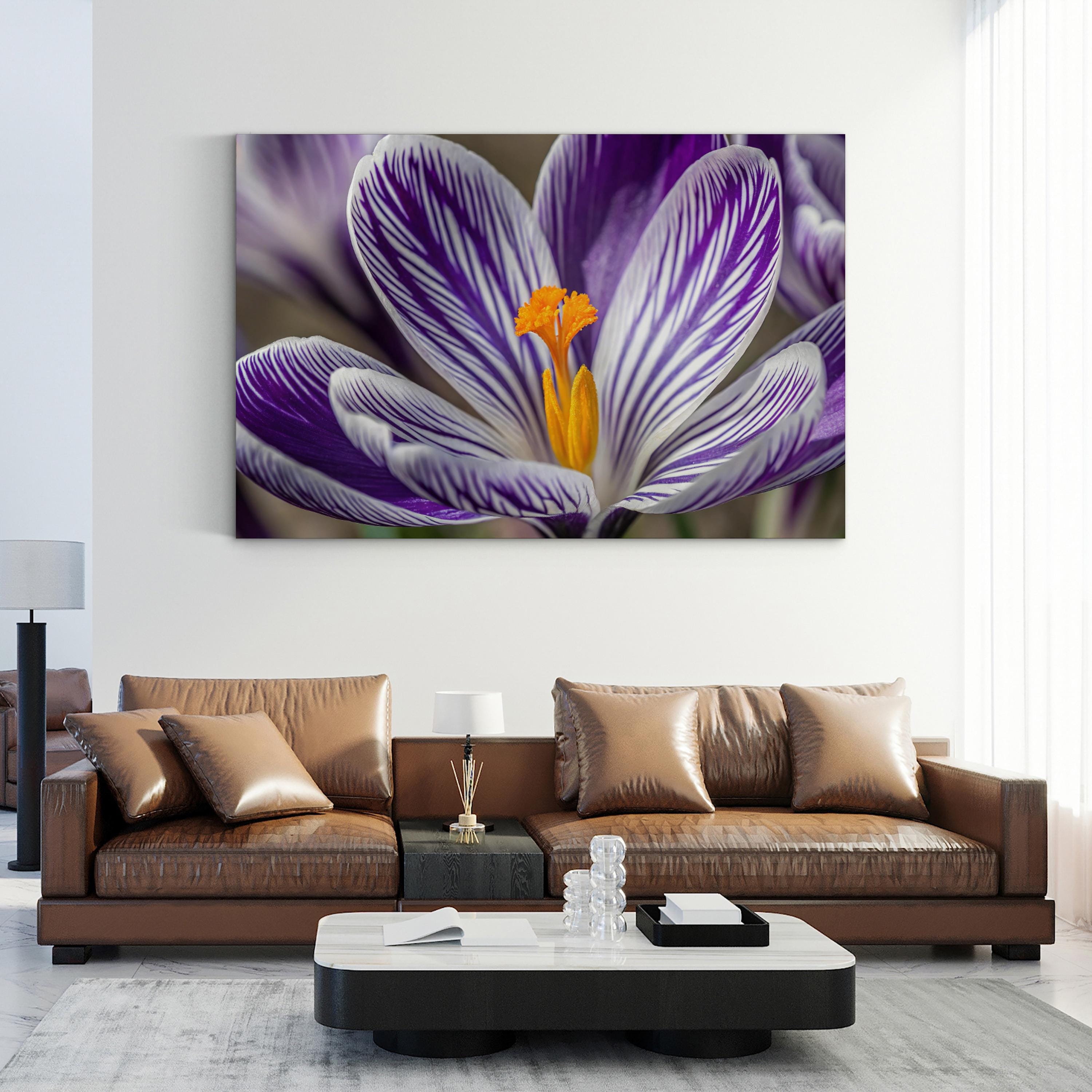 Purple Crocus – Vintage Photography Wall Art | Vibrant Botanical Canvas Print
