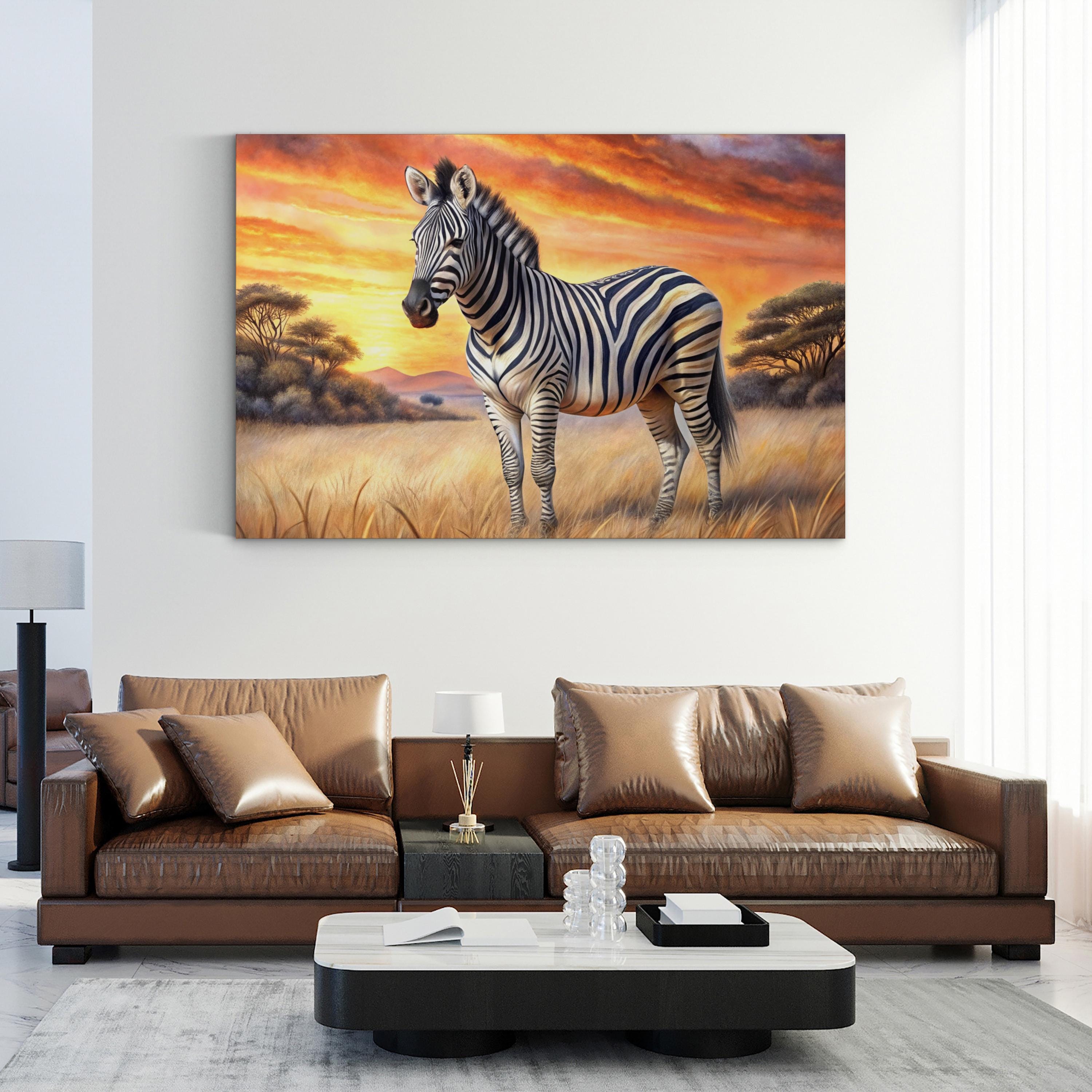 Zebra Sunset Canvas – Golden Hour Wildlife Wall Art