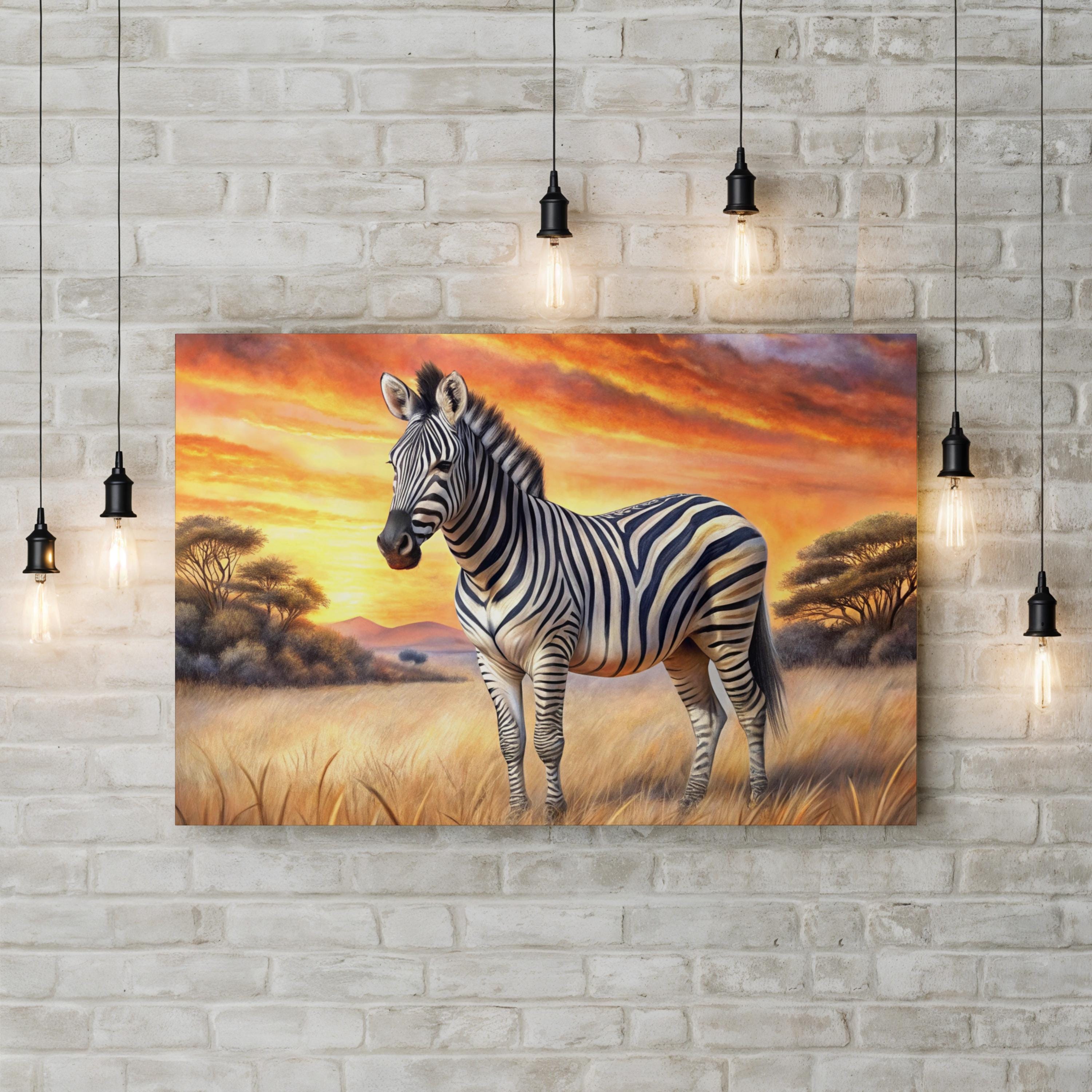 Zebra Sunset Canvas – Golden Hour Wildlife Wall Art