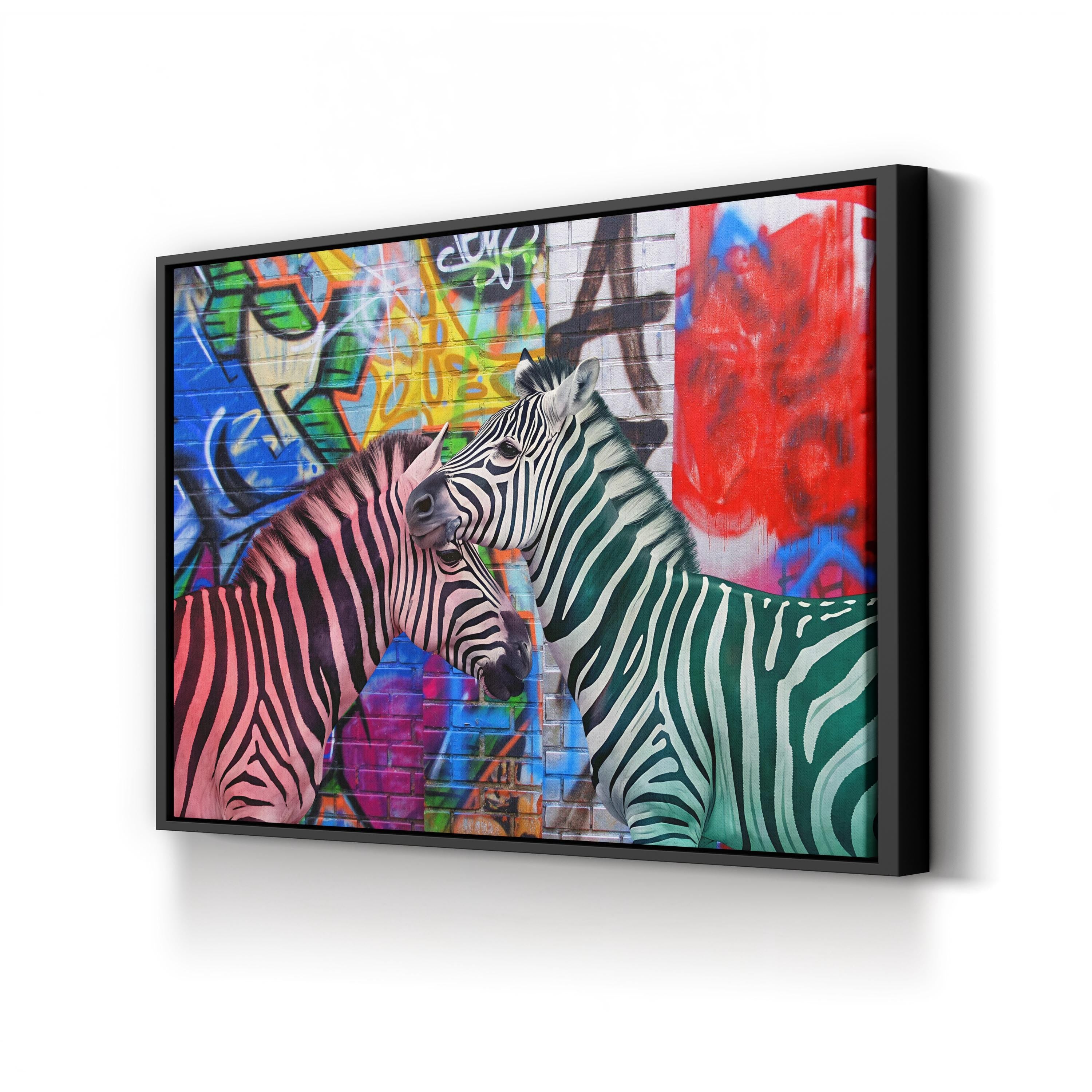 Graffiti Zebra – Period Illustration Wall Art | Modern Urban Wildlife Canvas Print