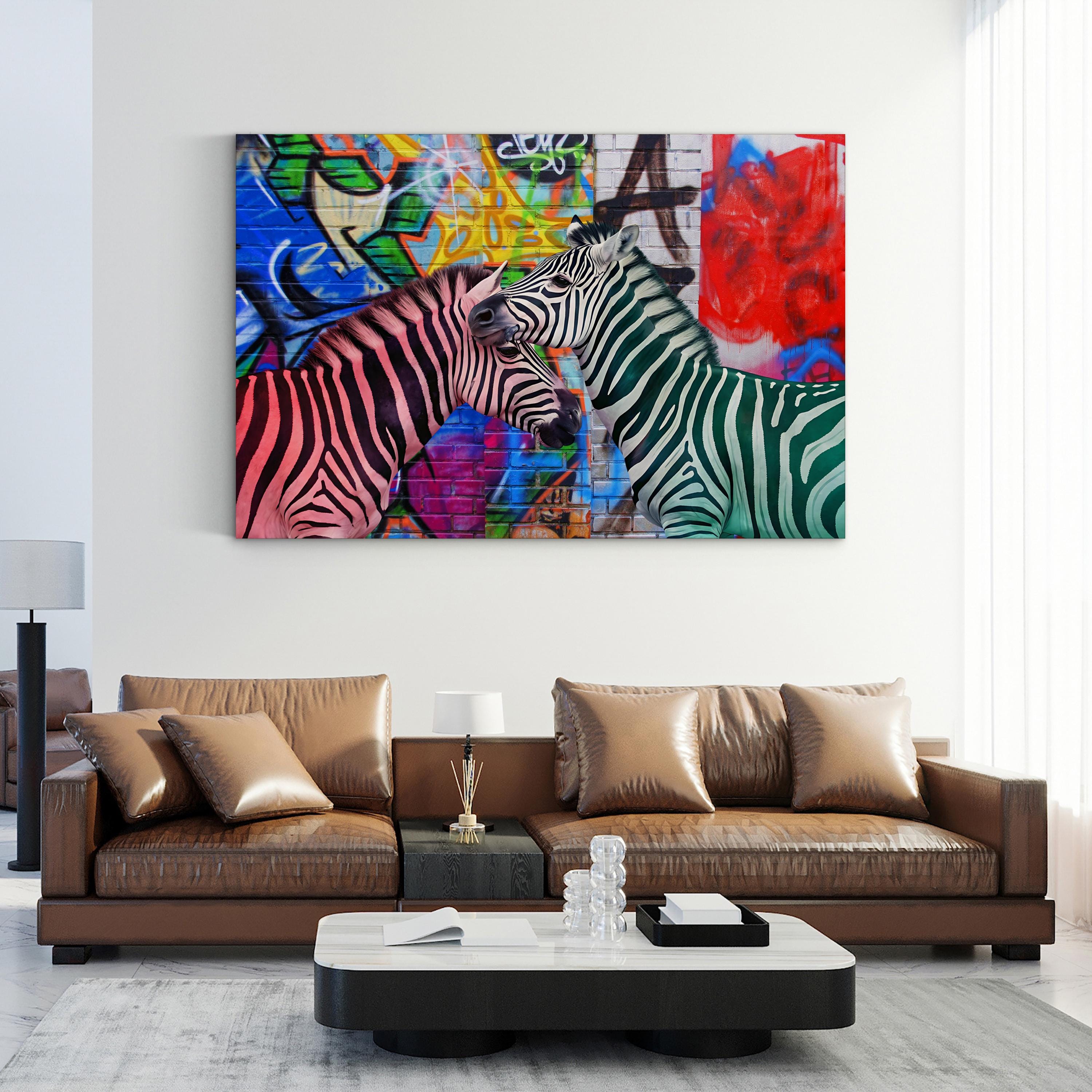 Graffiti Zebra – Period Illustration Wall Art | Modern Urban Wildlife Canvas Print