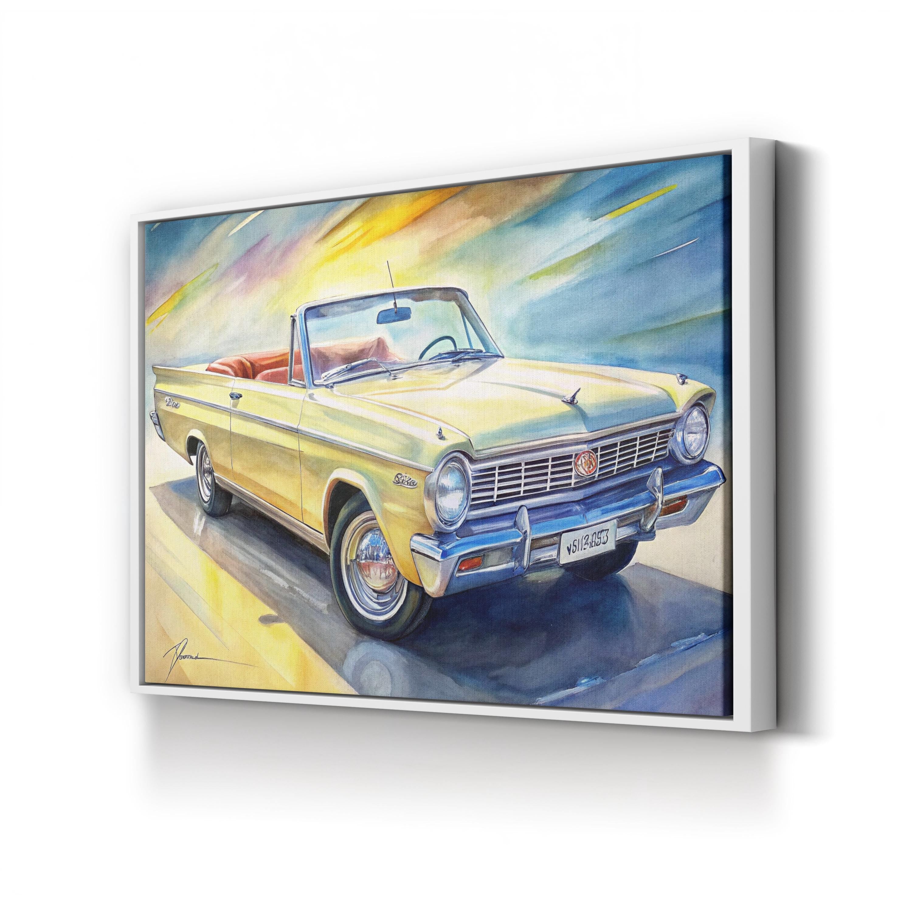 Vintage Convertible Mid-Century – Period Illustration Wall Art | Automotive Canvas Print