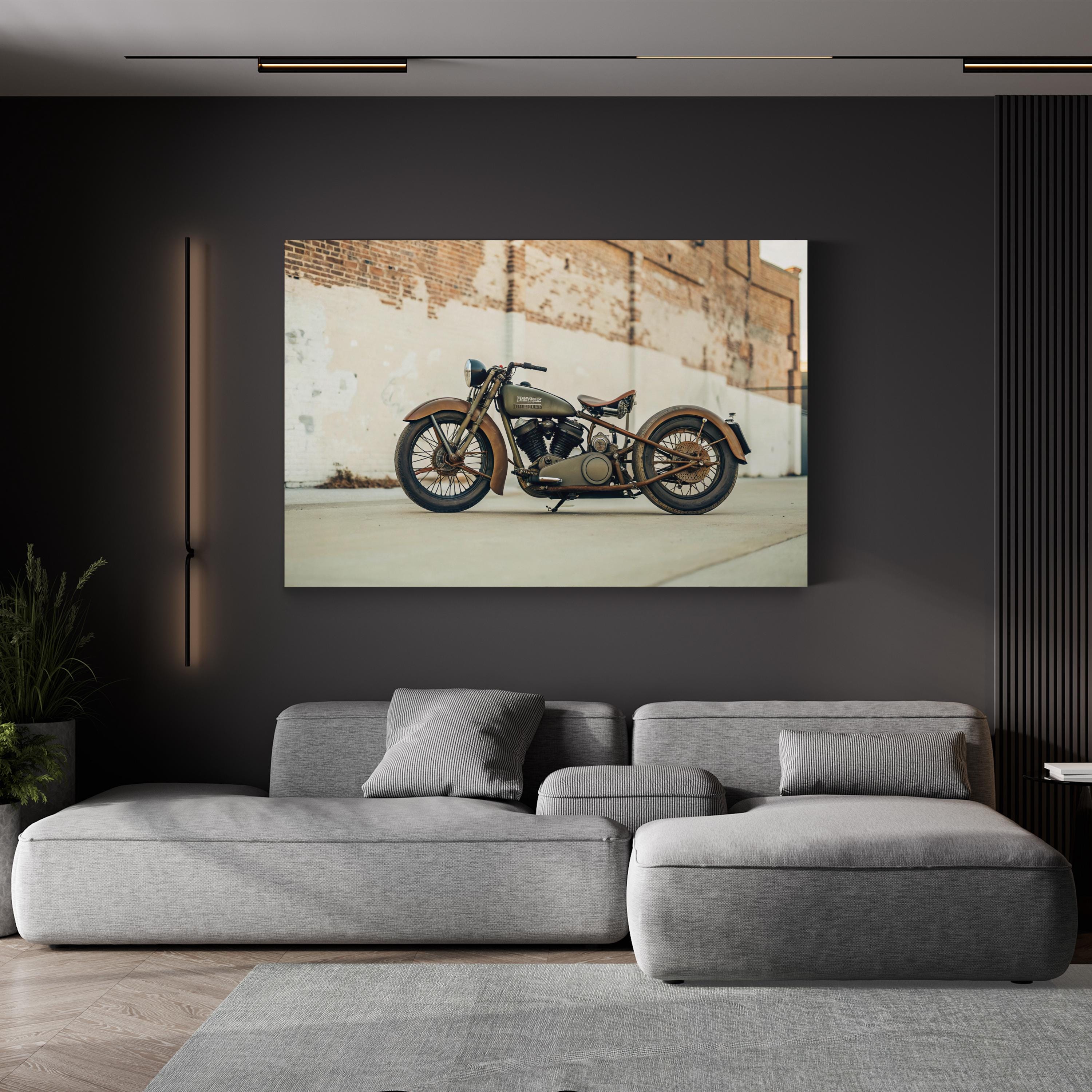 1930s Harley Davidson Motorcycle Wall Art — Vintage American Retro Canvas Print
