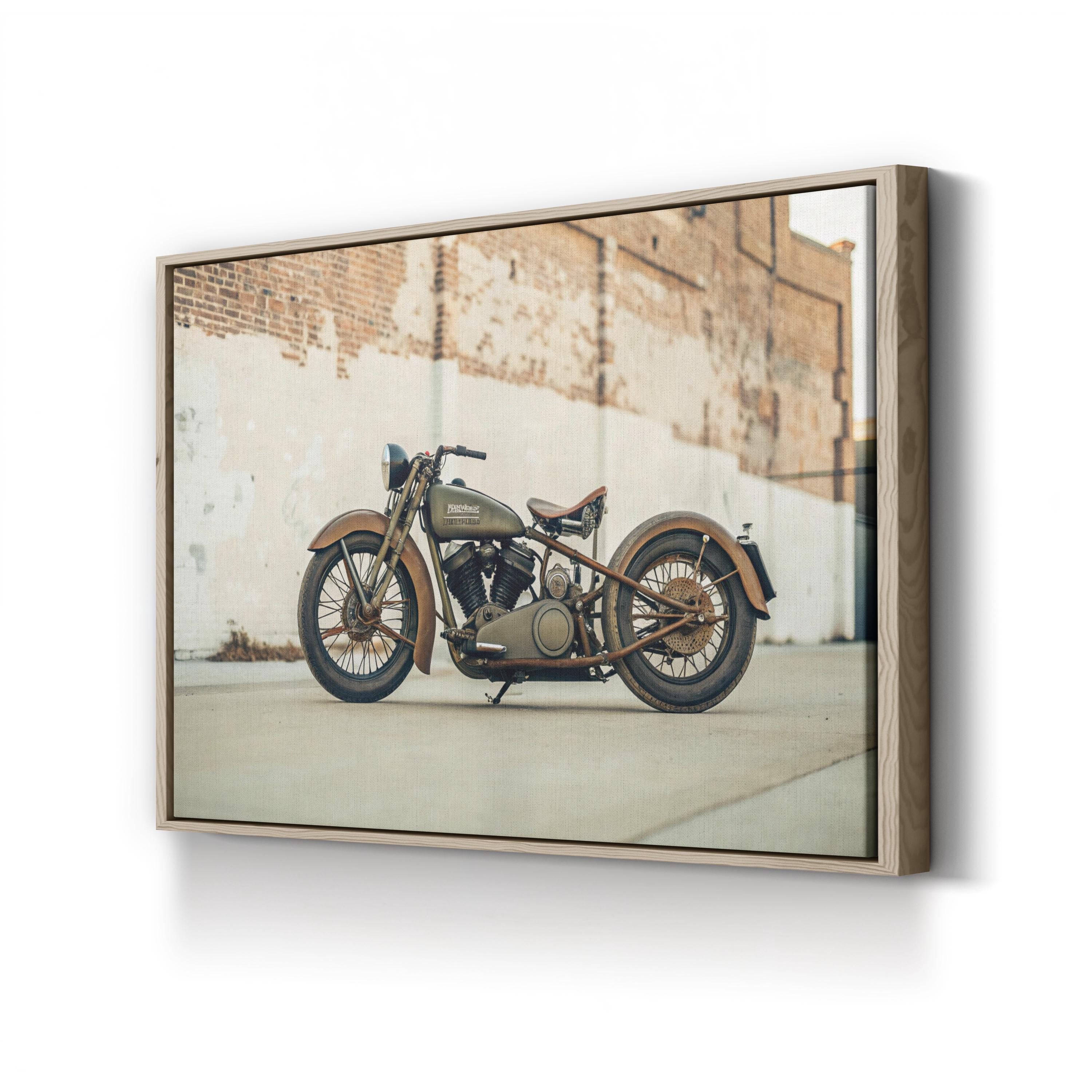 1930s Harley Davidson Motorcycle Wall Art — Vintage American Retro Canvas Print