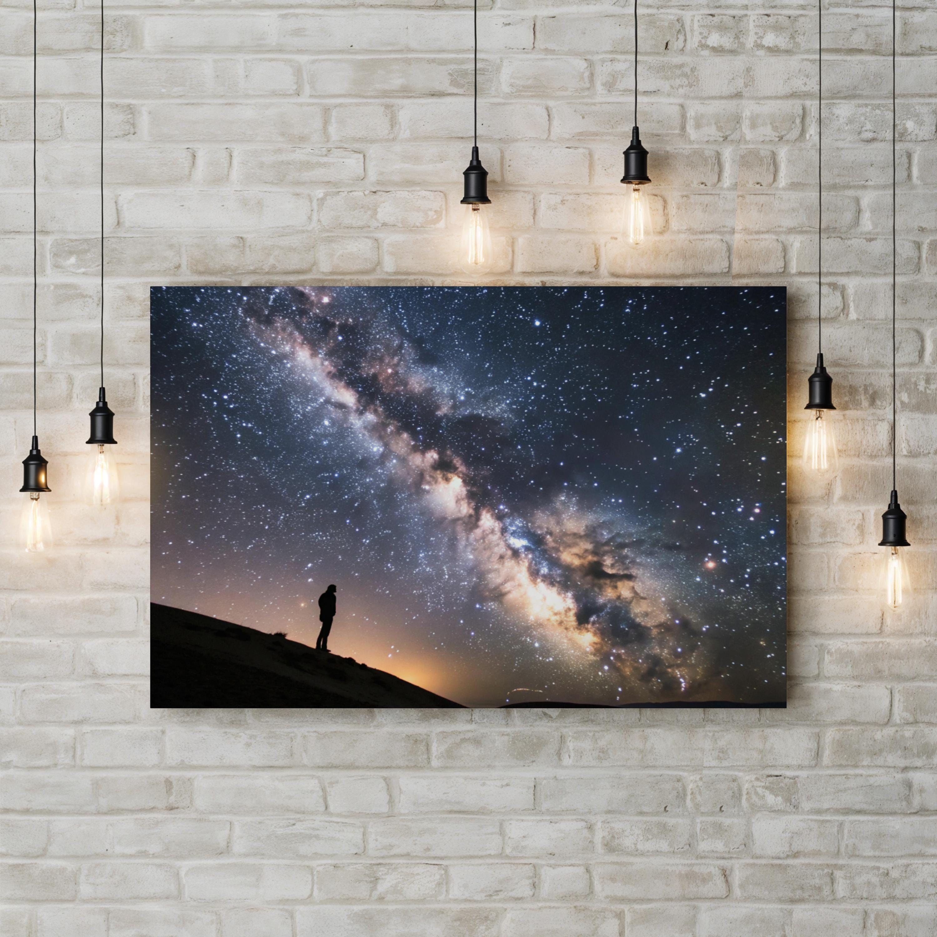 Alone in the Universe – Period Illustration Wall Art | Cosmic Galaxy Canvas Print