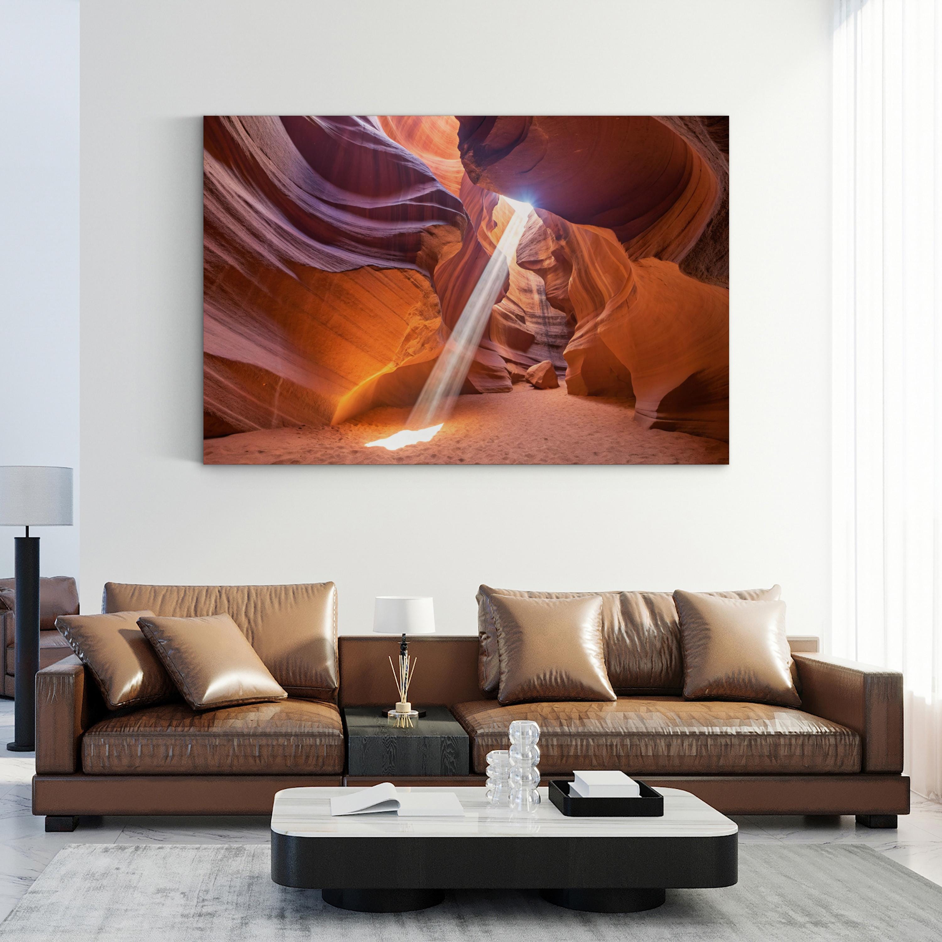 Antelope Canyon Light Beam – Vintage Photography Wall Art | Desert Slot Canyon Canvas Print