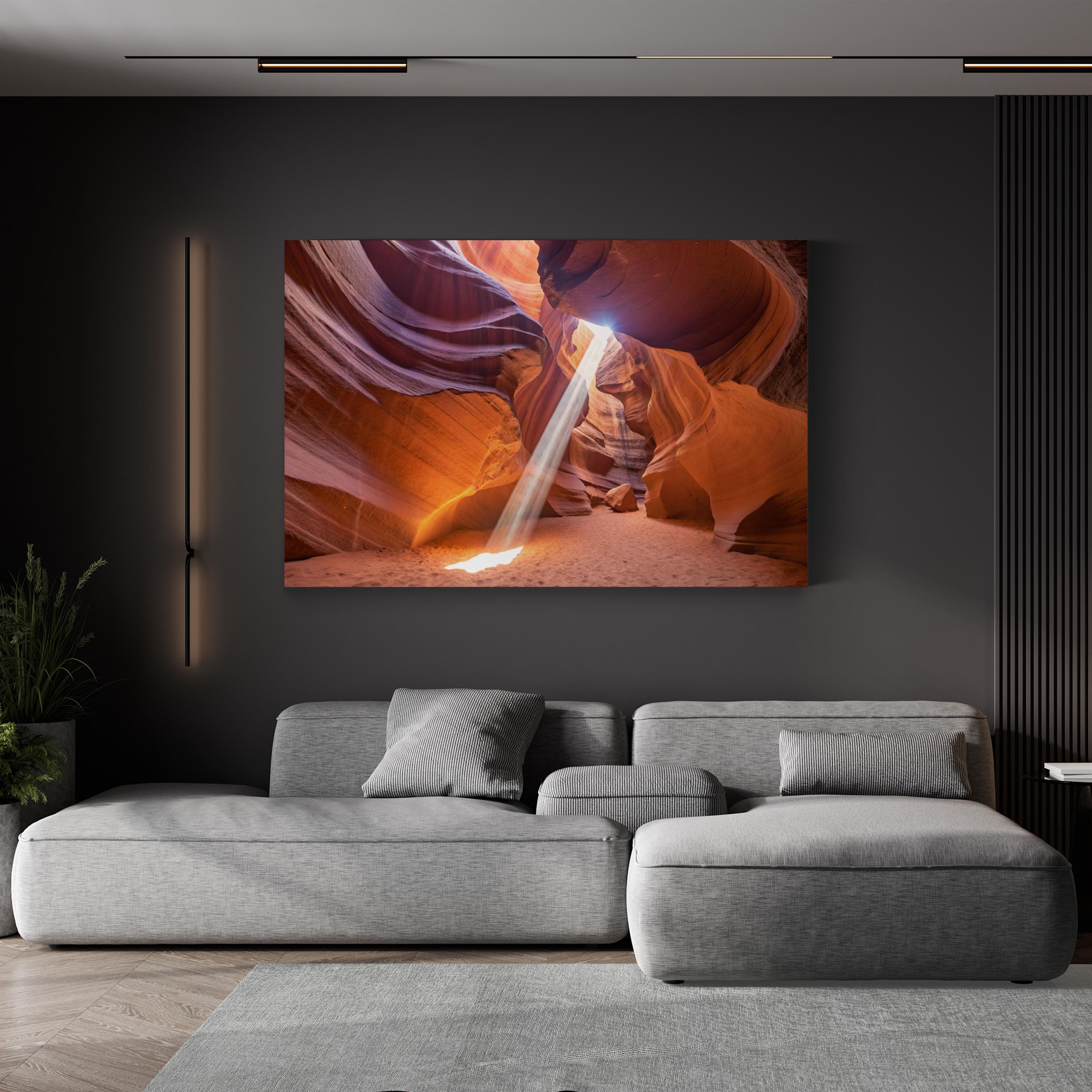 Antelope Canyon Light Beam – Vintage Photography Wall Art | Desert Slot Canyon Canvas Print