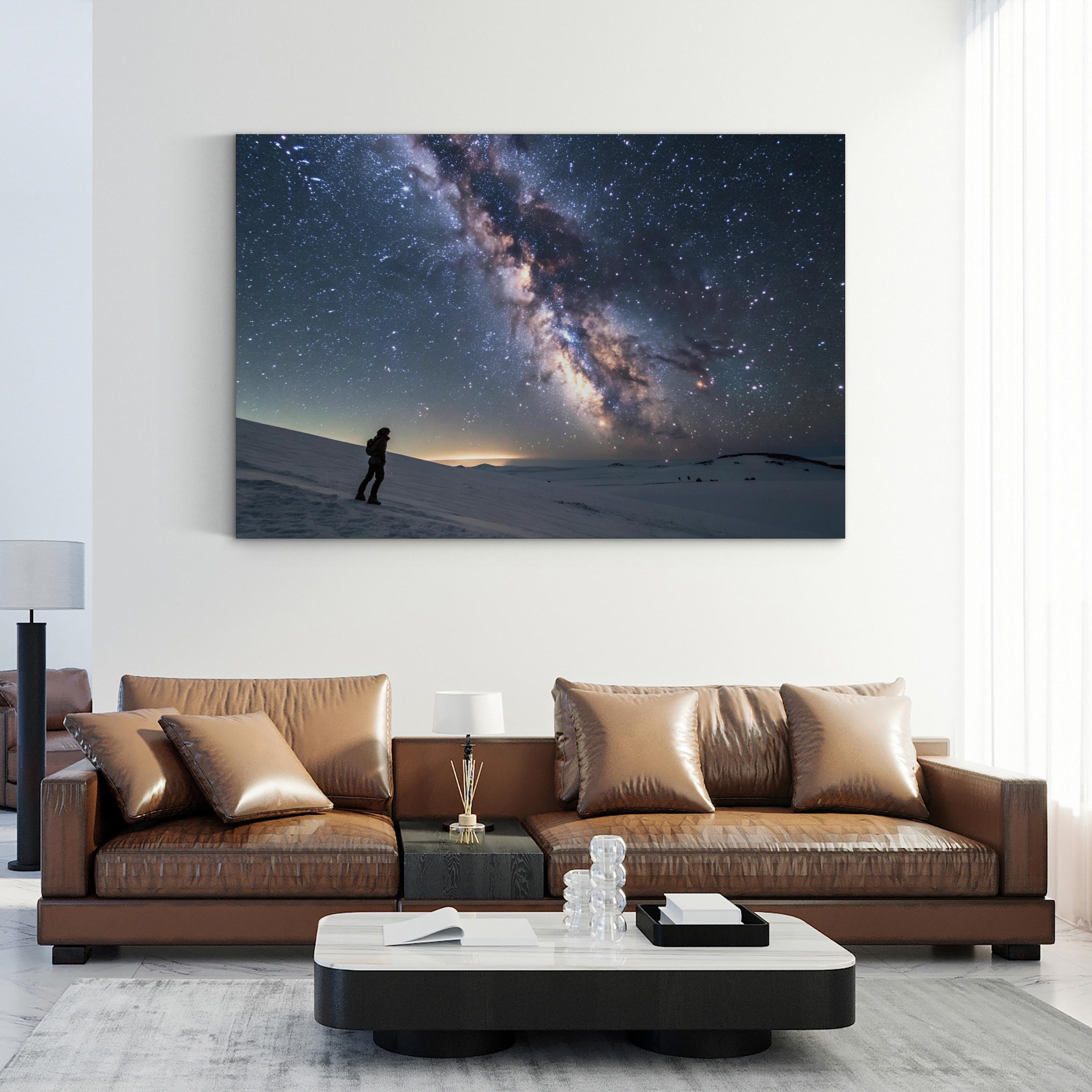 Milky Way Galaxy Snowy Night – Vintage Photography Wall Art | Stargazing Canvas Print