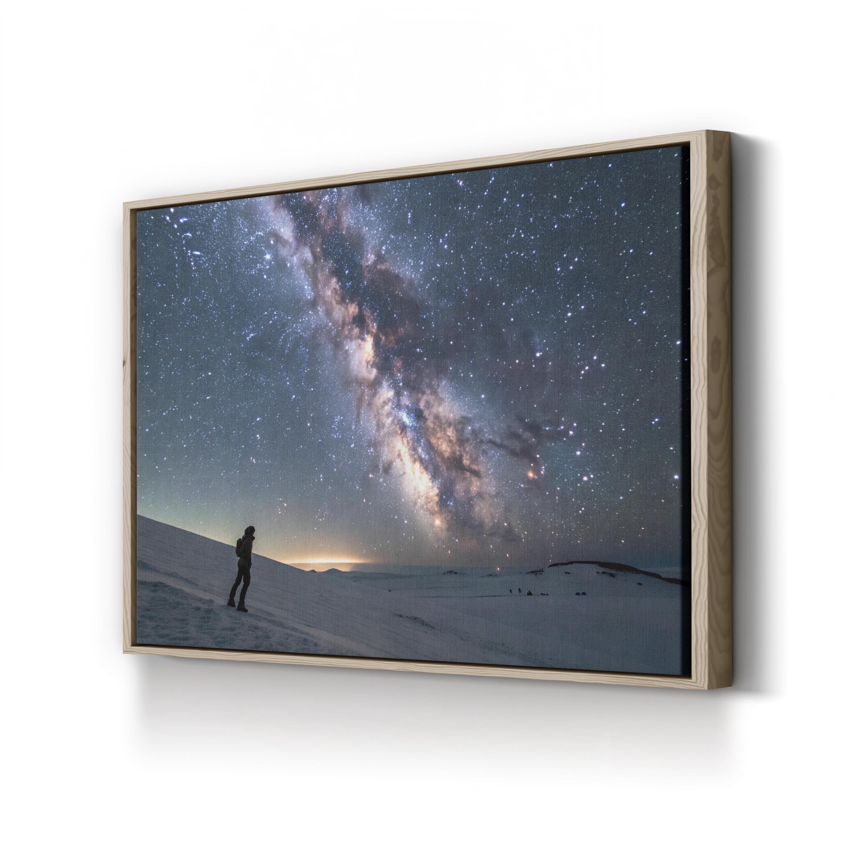 Milky Way Galaxy Snowy Night – Vintage Photography Wall Art | Stargazing Canvas Print