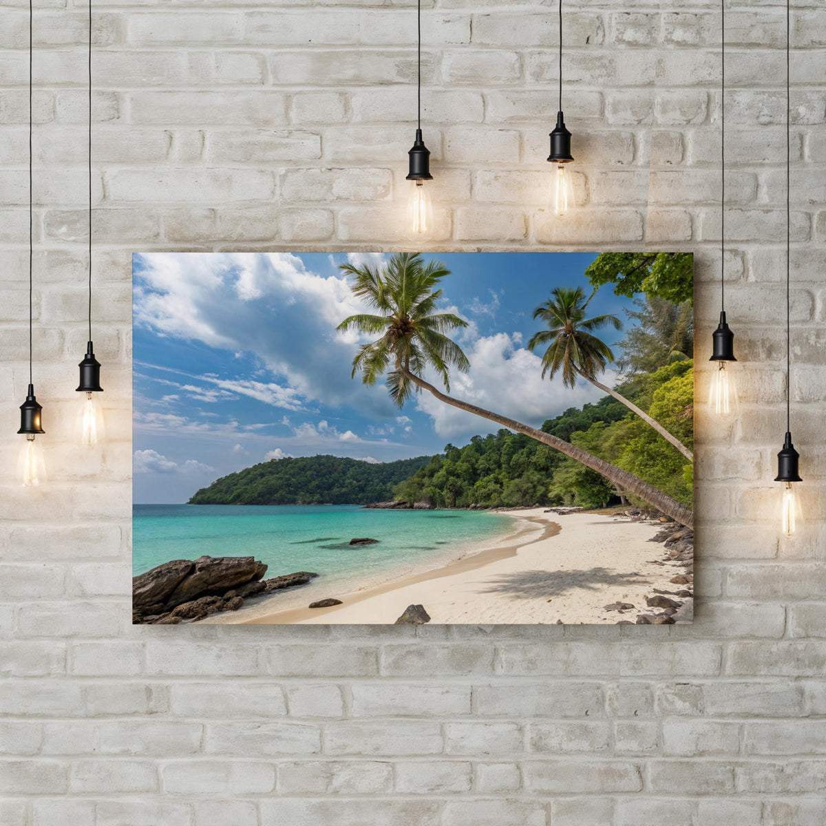Banana Beach, Phuket, Thailand canvas print displayed in an industrial-style loft