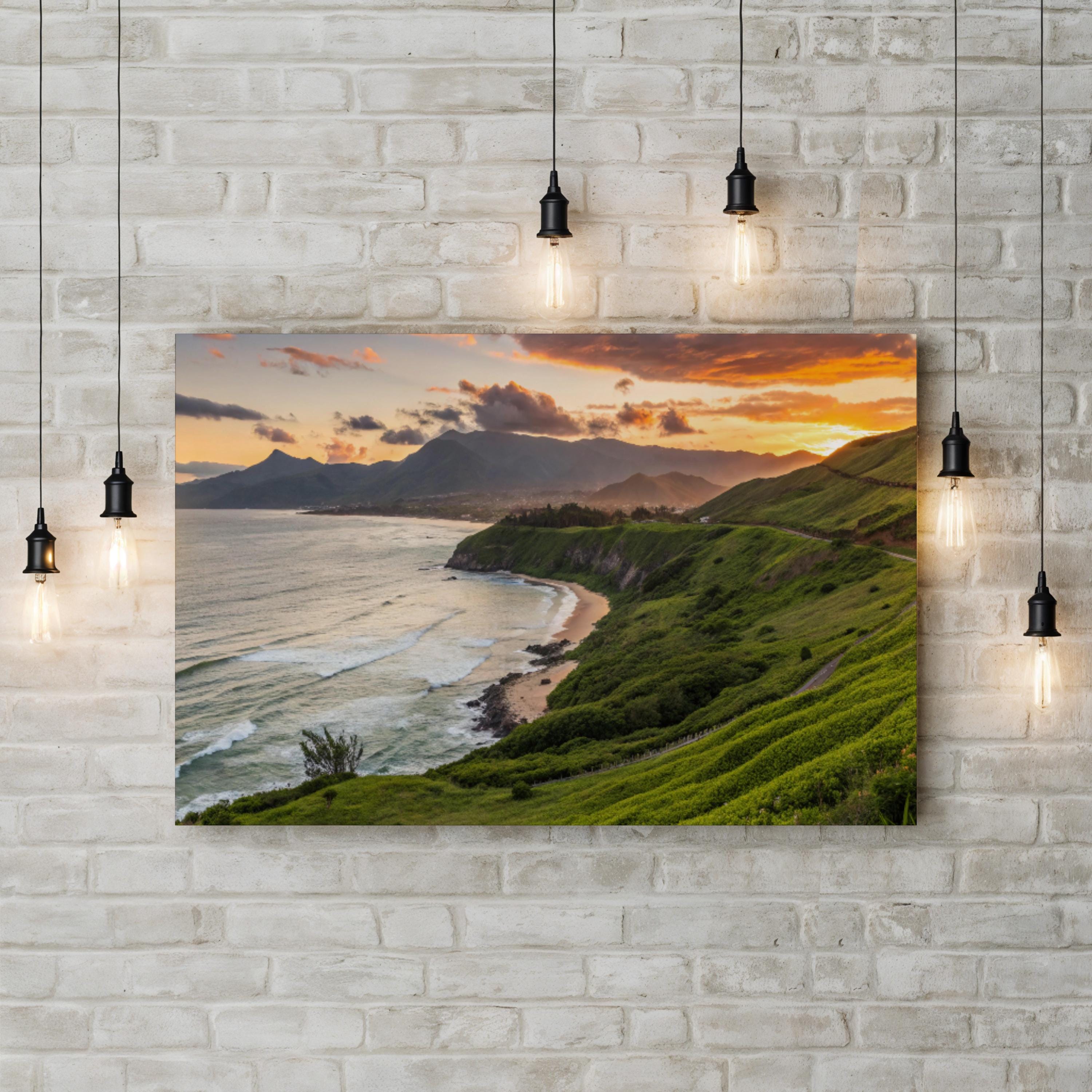 Coastal Sunset Cliff Landscape: Big Sur California Ocean Photography