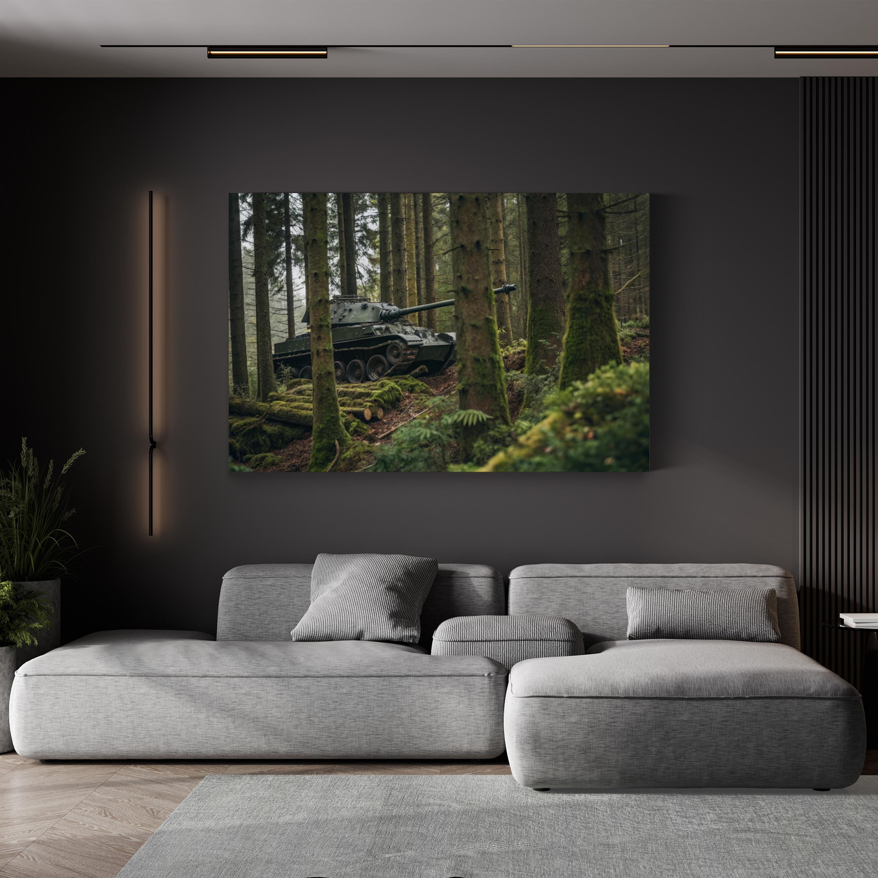 Belleau Wood Military Tank in Autumn Forest Landscape