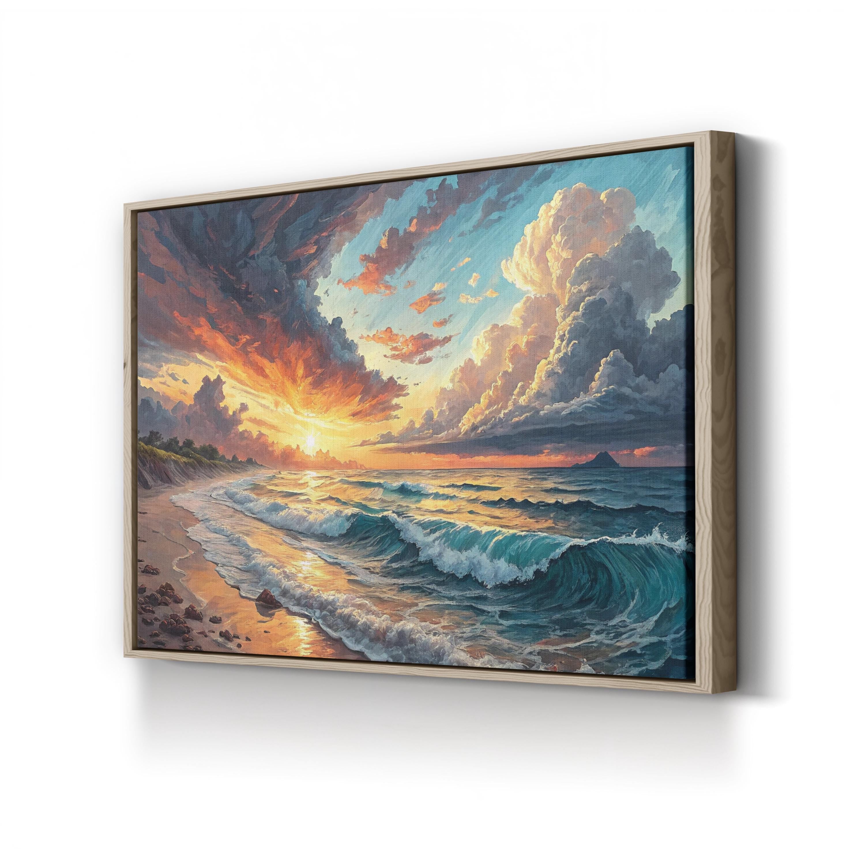 Coastal Ocean Waves Horizon View: Contemporary Seascape Photography