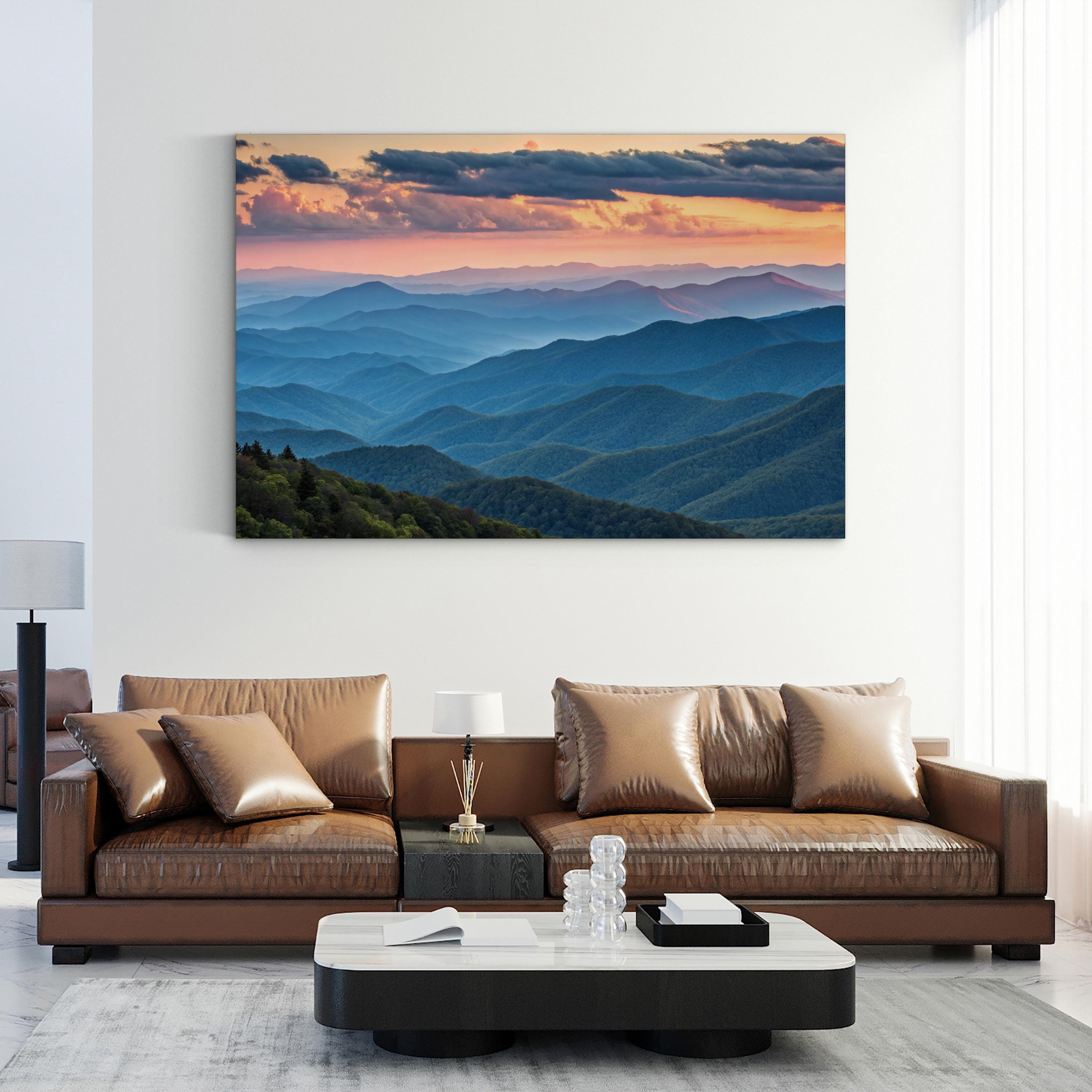 Blue Ridge Mountains Sunset – Vintage Photography Wall Art | Scenic Nature Canvas Print